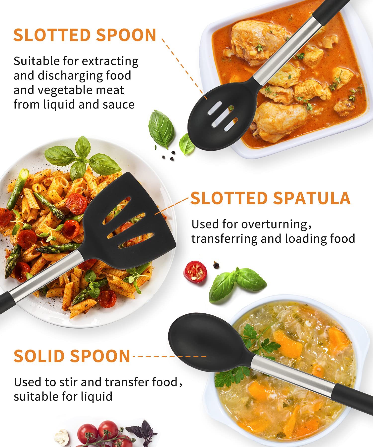 Nalchois Set Da Cucina In Silicone 10 Pezzi - Utensili Antiaderenti Resistenti Al Calore (fino A 315°C) Con Pinze, Spatole E Frusta, Lavabili In Lavastoviglie