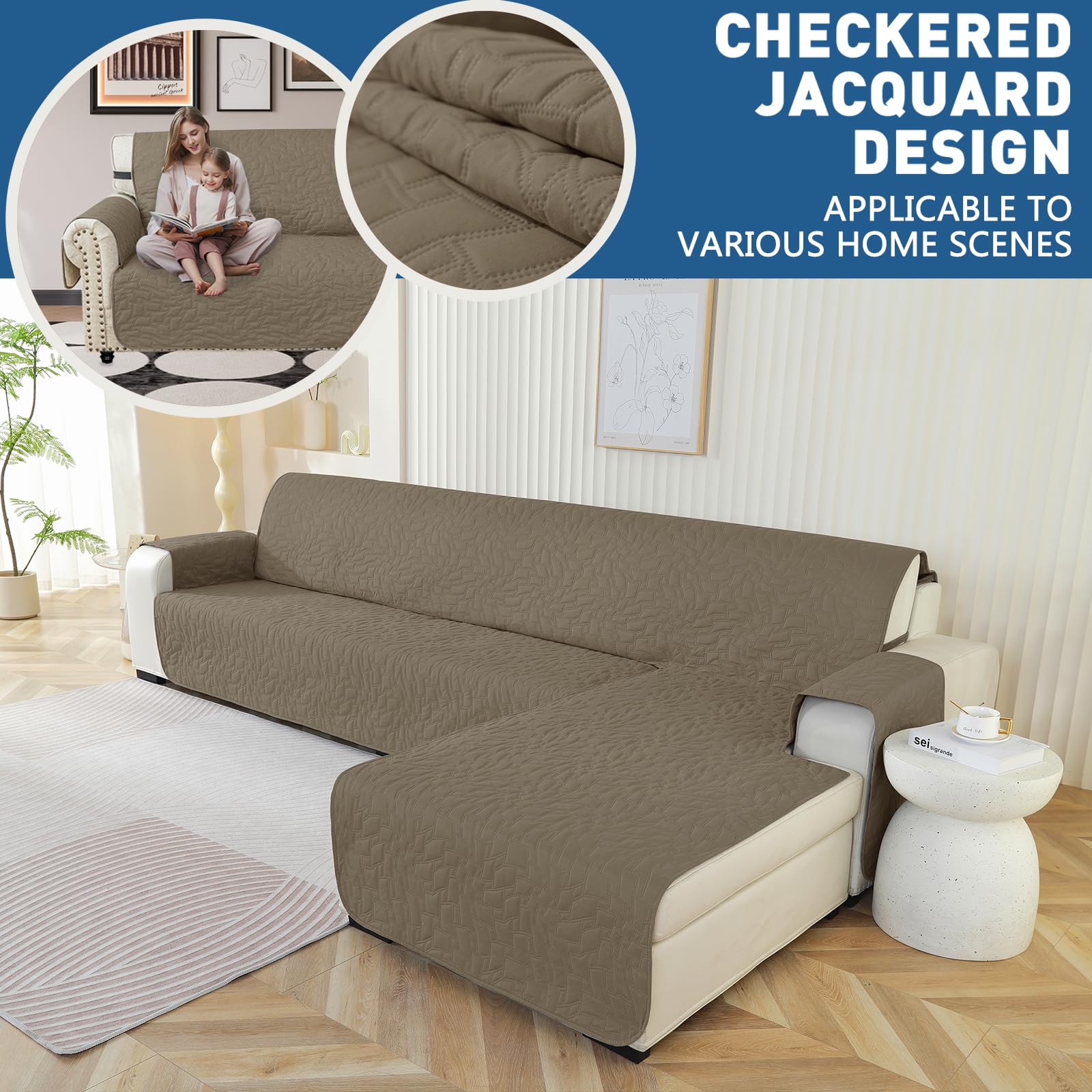 Ystyle Copridivano 3 Posti Con Braccioli, Copridivano Natalizio Antigraffio Gatto, Copri Divano Universale, Copridivani Mobili Protector, Sofa Cover Per Cani, Copri Divani Elegant, Grigio Scuro