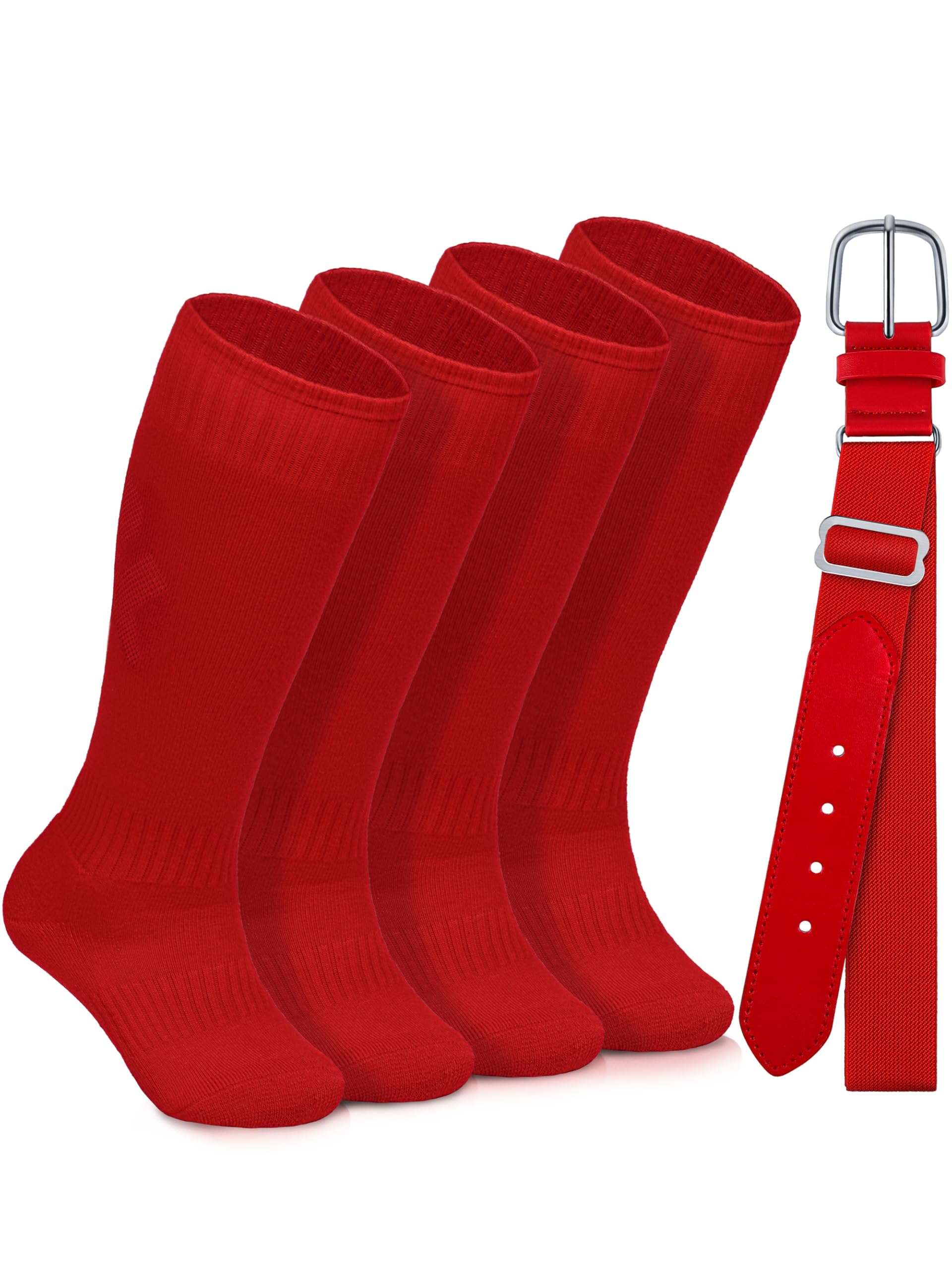 Toddler Baseball Socks and Belt Combo Set Cotton Youth Baseball Softball Socks Adjustable Belt for Boys Girls