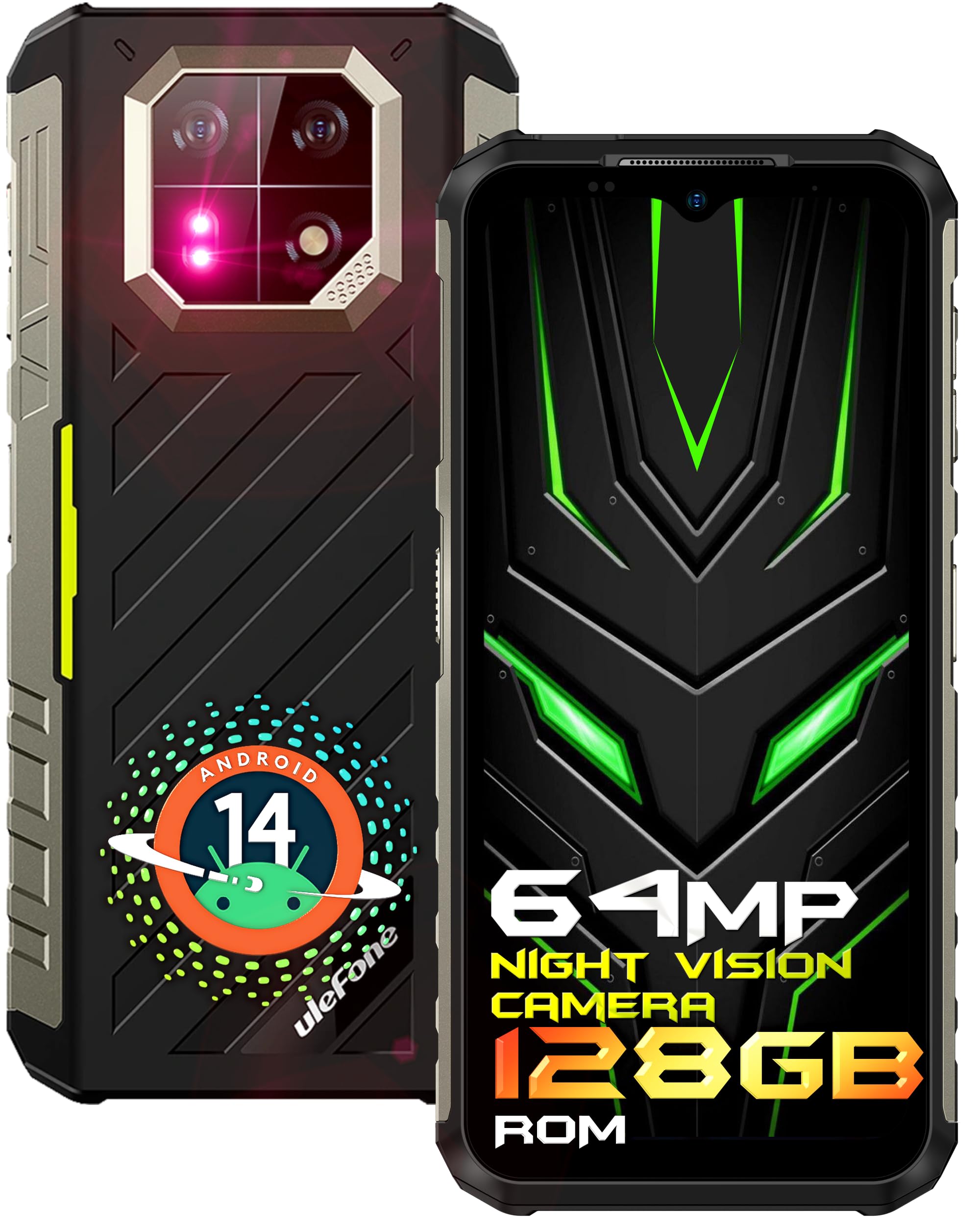 Ulefone Armor 22 128Go Téléphone Portable Incassable 6600mAh, 64MP+64MP  Vision Nocturne Android 13 Octa-Core, 6.58" 4G Smartphone Incassable 16Go,  3 Slot/GPS/Face ID/Fingerprint/NFC/2Ans Garantie : Amazon.fr: High-Tech