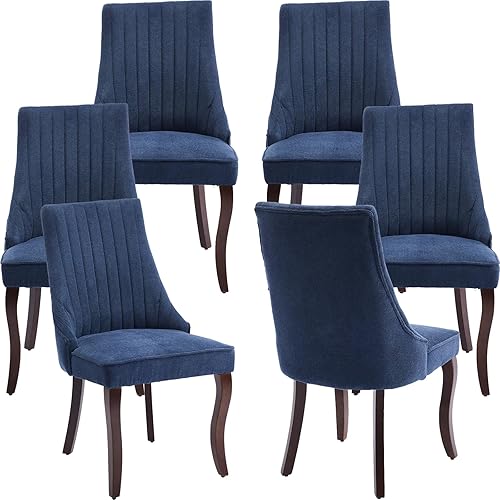 Miniatura 23 de Juego de 8 sillas de comedor modernas de mediados de siglo, sillas tapizadas de lino beige para cocina y comedor, sillas de cocina con patas de