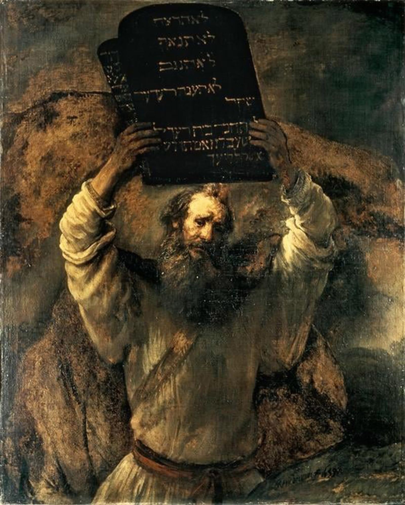 SERENDIPITP Vintage Wall Art Canvas Nordic Poster Canvas Print Picture Moses smashes the tablets of the law by Rembrandt van Rijn Wall Art Poster for Home Decor 60x90cm