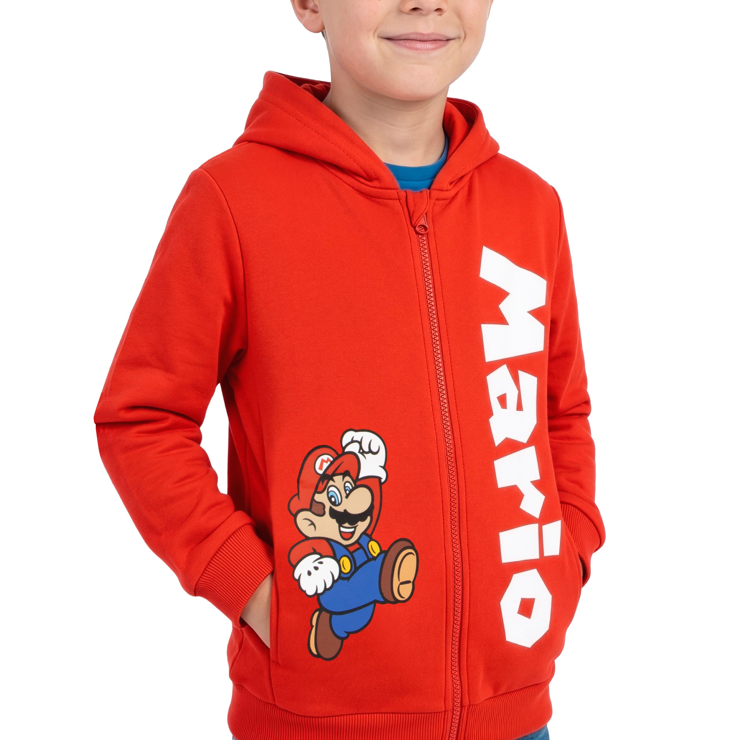 Bluza Z Kapturem Super Mario Dla Chłopców, Czerwona Bluza Mario Dla Dzieci, Dziecięca Rozpinana Z Zamkiem