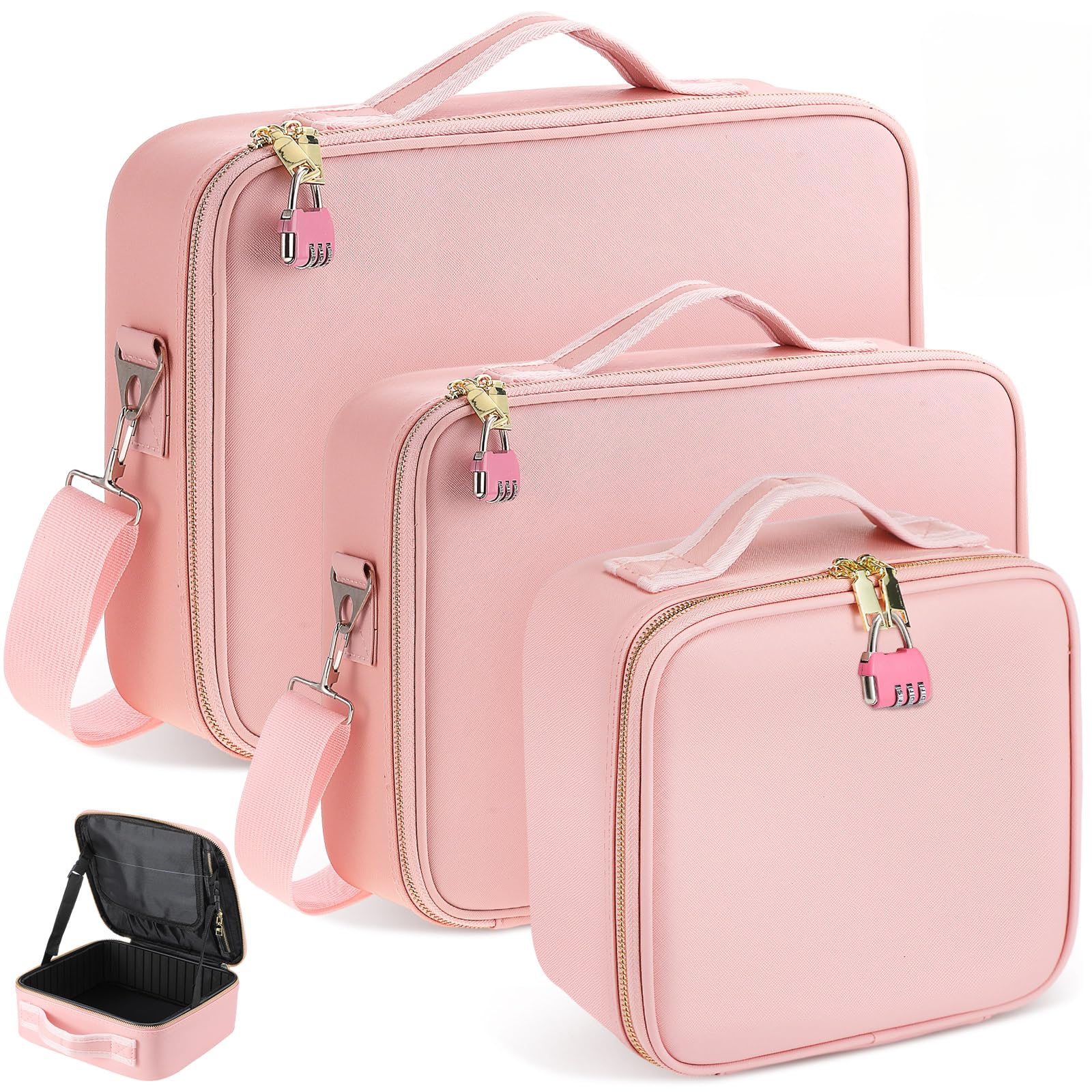 Locking Adult Game Toy Storage Box Case, 14.6 x 10.2 x 4.3 Inches, Pink