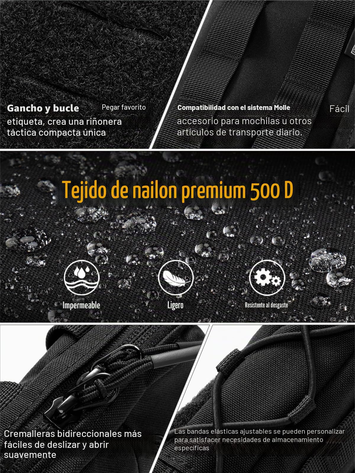 TACTICAL GEEK Block E2.0 Bolsa Molle Compacte et Resistente 500D Nylon Táctica Riñonera Tactica Pouch Molle Bolsa Tactica para Cinturon edc Pouch con Ranura para Herramientas