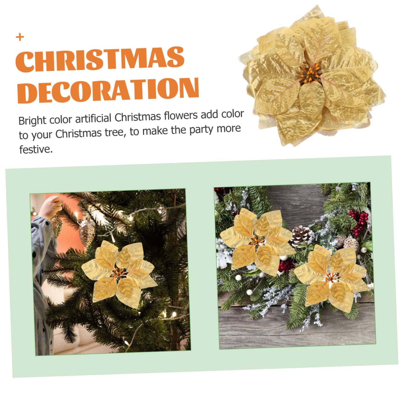Abaodam 84stücke Glitzernde Kunst-weihnachtssterne Teiliges Künstliche Poinsettia Blumen Für Weihnachtsbaum Kränze Tischdekoration Für Festlichkeiten Sicher Und Langlebig