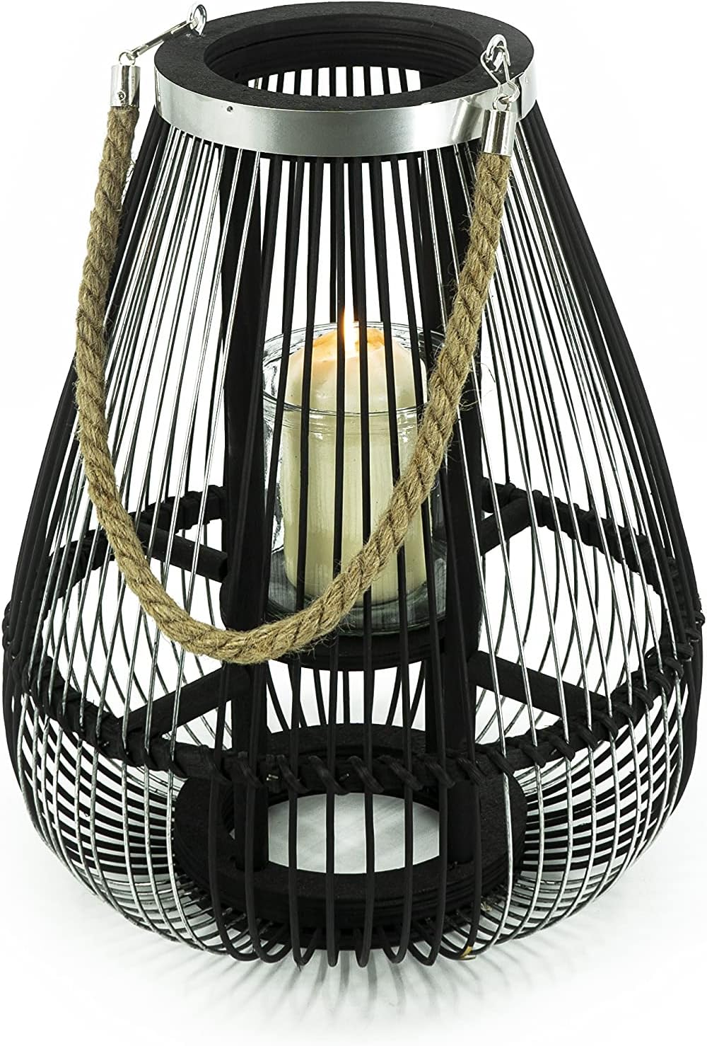 NOOR Living Design Products 62114 Bamboo Lantern Black Silver M