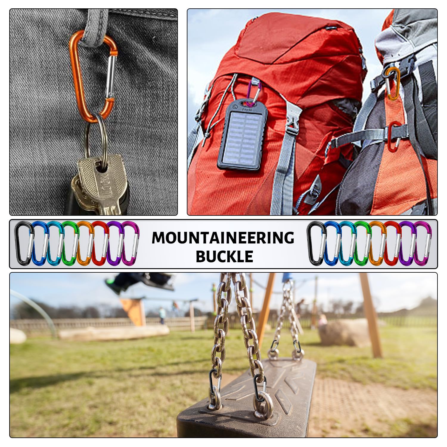 Lot De 20 Mousquetons En Aluminium – Porte-clés, Pour Sac, Laisse Chien, Camping, Charge Max 1 Kg