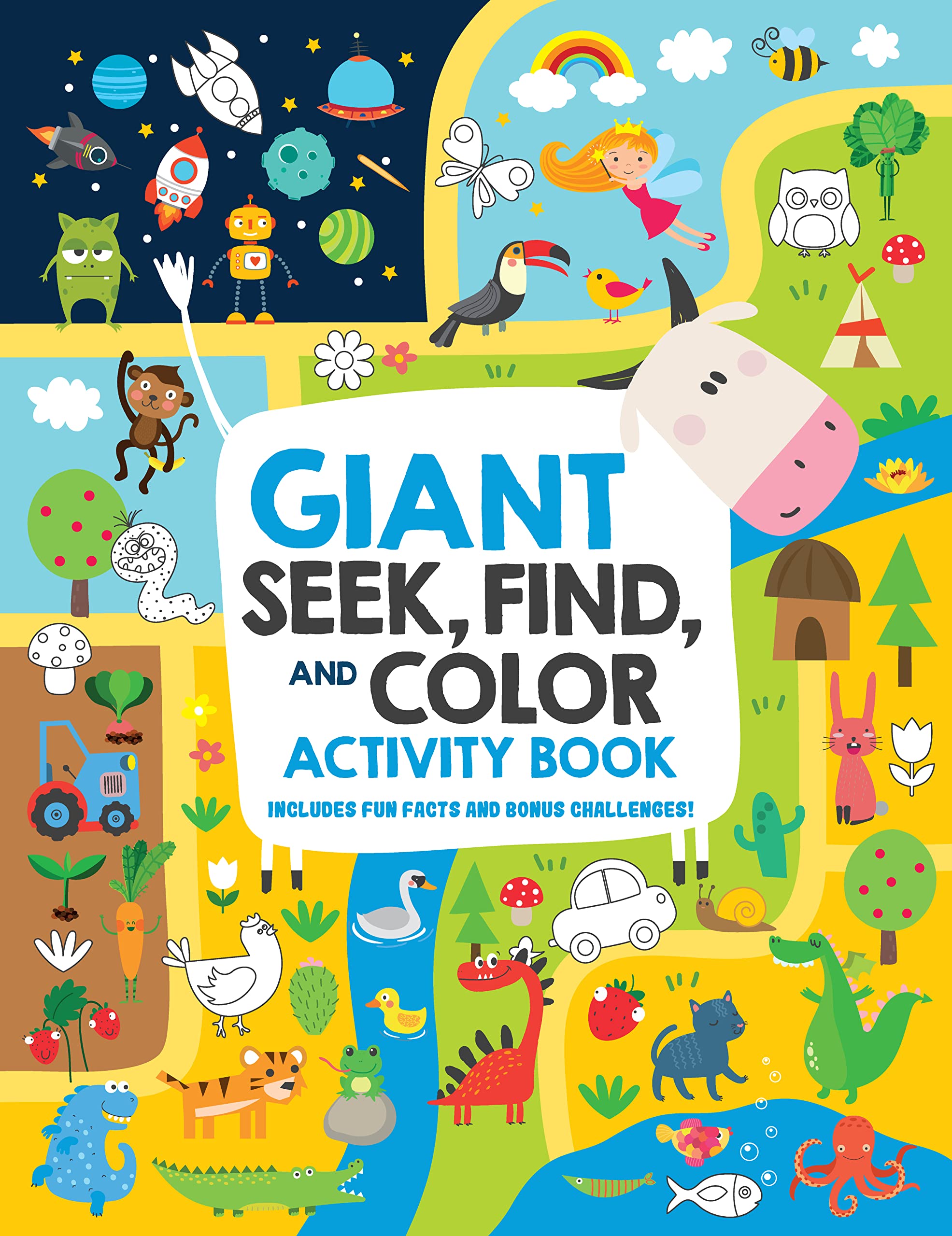 Happy Fox Books Giant Seek, Find and Color Activity Includes Fun Facts and Bonus Challenges!