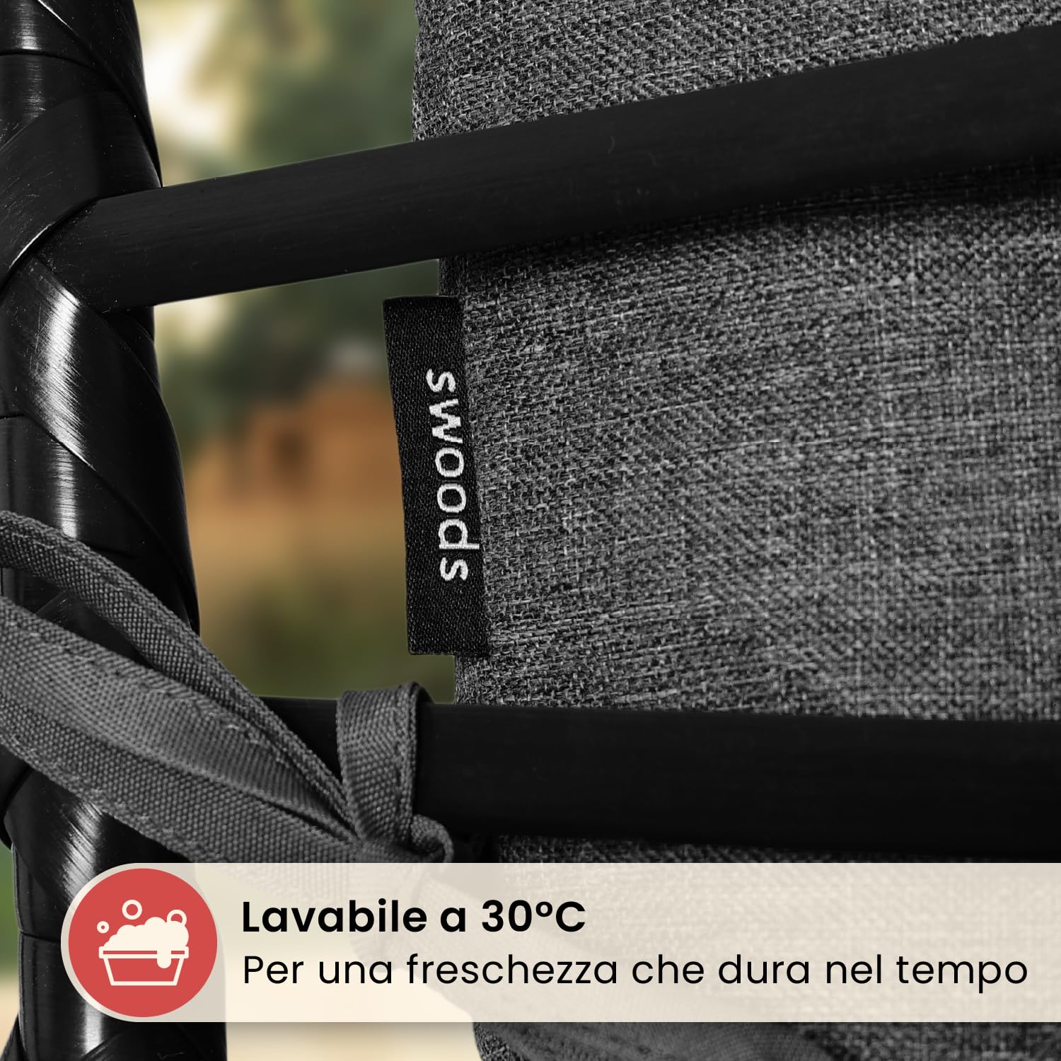 Swoods XXL poltrona sospesa - poltrona sospesa da giardino - Per uso interno ed esterno - con cuscino e copertura protettiva - resistente alle intemperie - portata fino a 150 kg (Grigio scuro)