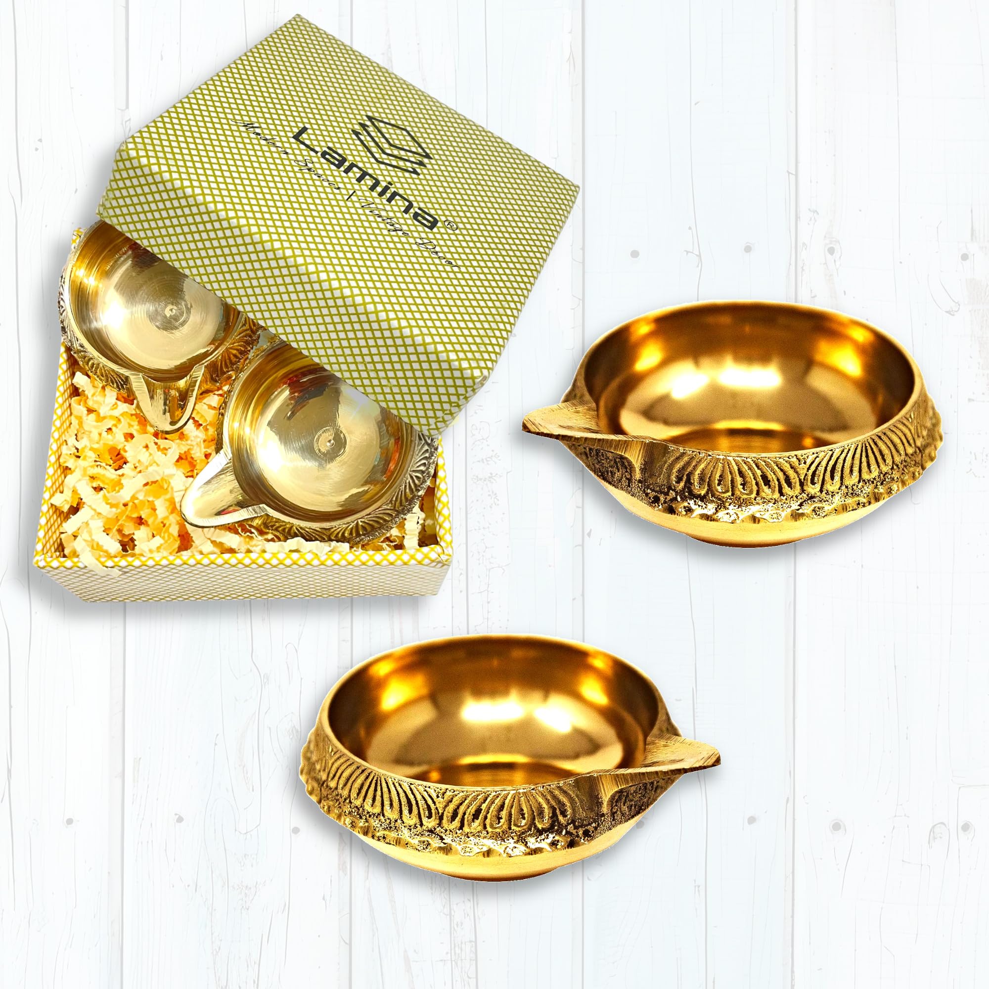 Lamina Set of 2 (Medium 7.5Cm) Brass Diya for puja (Golden Color) Pital Kuber Deep Vilakku for Daily/Festive Worship, Home Temple Decoration, Diwali, Housewarming, Wedding & Spiritual Return Gift. (B09Y7GQS11) Amazon Price History, Amazon Price Tracker