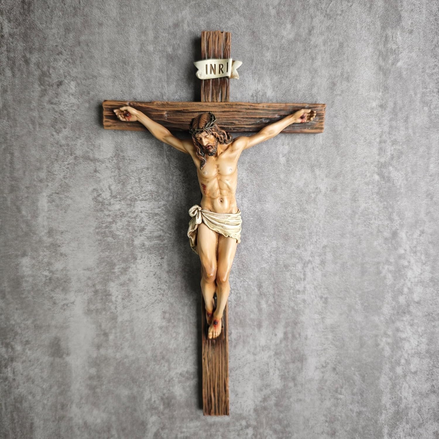 NOVACENTIX Croix murale catholique Jésus-Christ 25,4 cm Sculpture Renaissance faite à la main