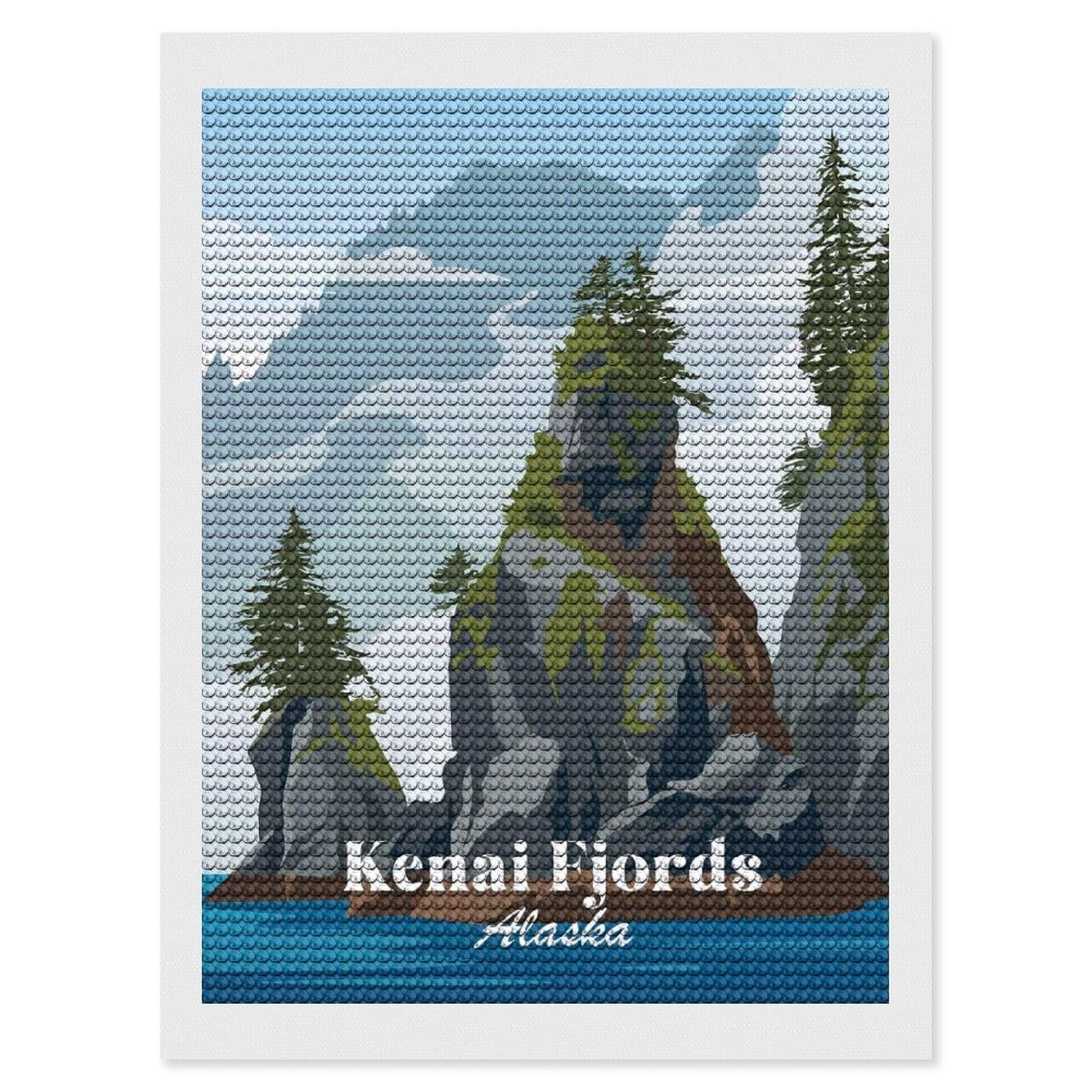 Junmoney Kenai Fjords Alaska Diamond Art Canvas 12"x16", Full Kit Included, Bedroom Decor, for Beginners, Thoughtful Handmade Gift