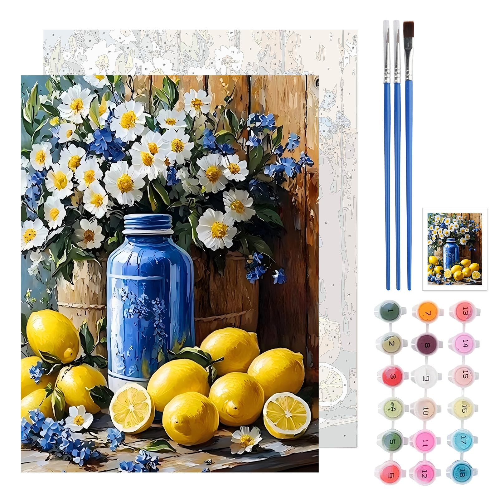 TLIOBLO Lemons Paint by Numbers Kits for Adults Kids, Painting by Numbers Flowers, DIY Painting on Canvas for Home Wall Decor Gifts 30x40cm