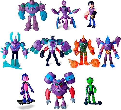 Miniatura 1 de Figuras basadas en Ben 10 figuras de acción – Juego de 10 juguetes [Ben Tennyson, roca de choque blindada, cuatro brazos, Heatblast, XLR8, Hot Shot,