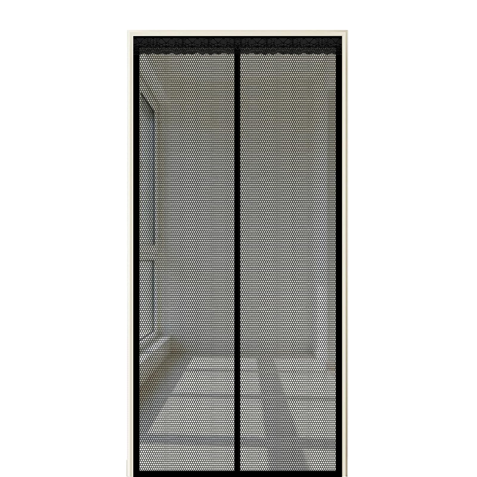 Screen Door 190 x 285 cm Self Sealing Powerful Magnets Magnetic Screenfly Doors with Powerful Magnets & Full Frame Magic Tape Suitable for Patio Doors Balcony Bedroom, Black