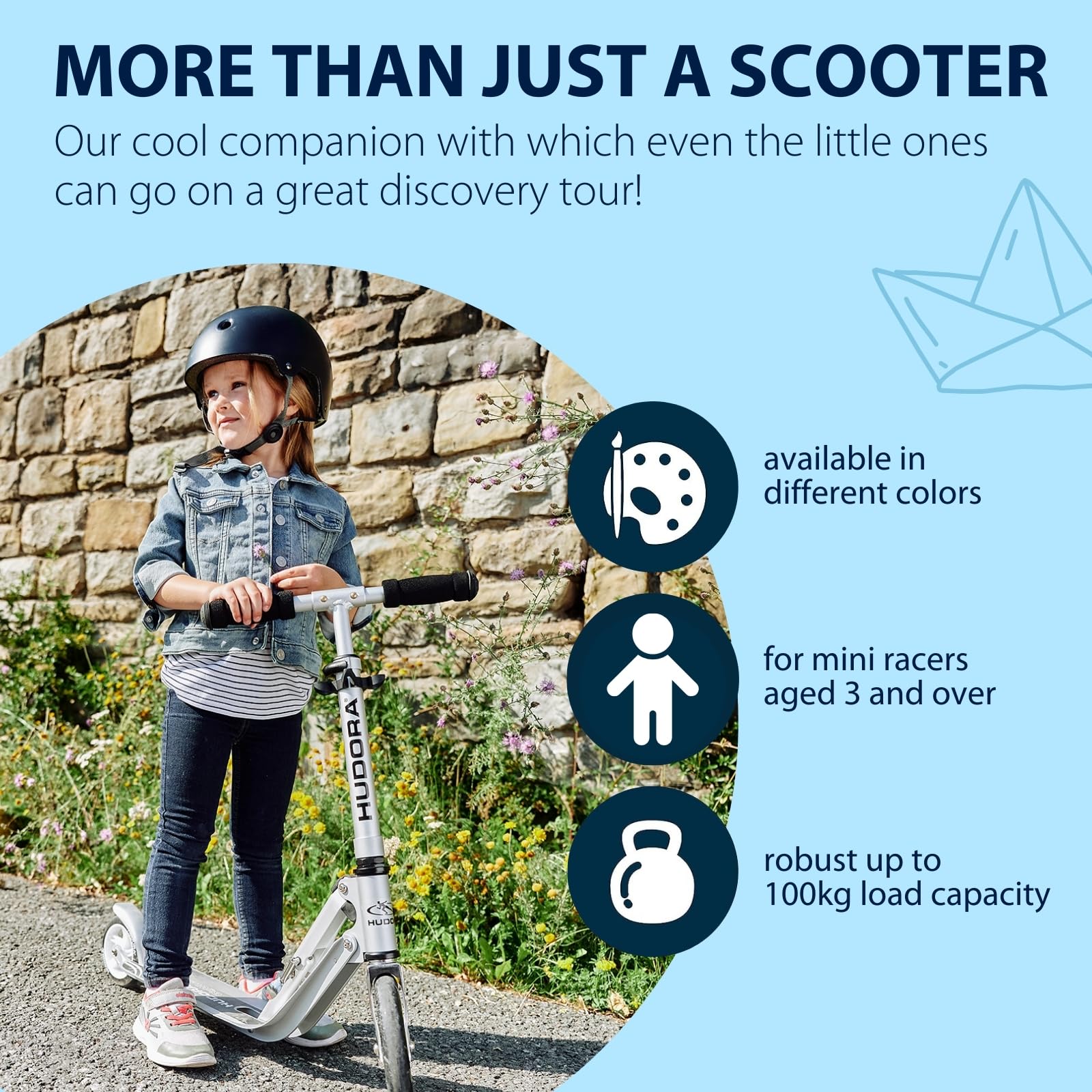 HUDORA Little BigWheel Scooter I bezpieczna aluminiowa hulajnoga dla dzieci od 3 lat I składana hulajnoga miejska z regulacją wysokości do 100 kg I stabilna hulajnoga z dużymi oponami