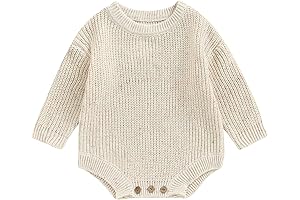 FYBITBO 2-Piece Baby Girl Boy Sweater Knit Oversized Pullover Sweatshirt & Romper Onesie Newborn Outfits
