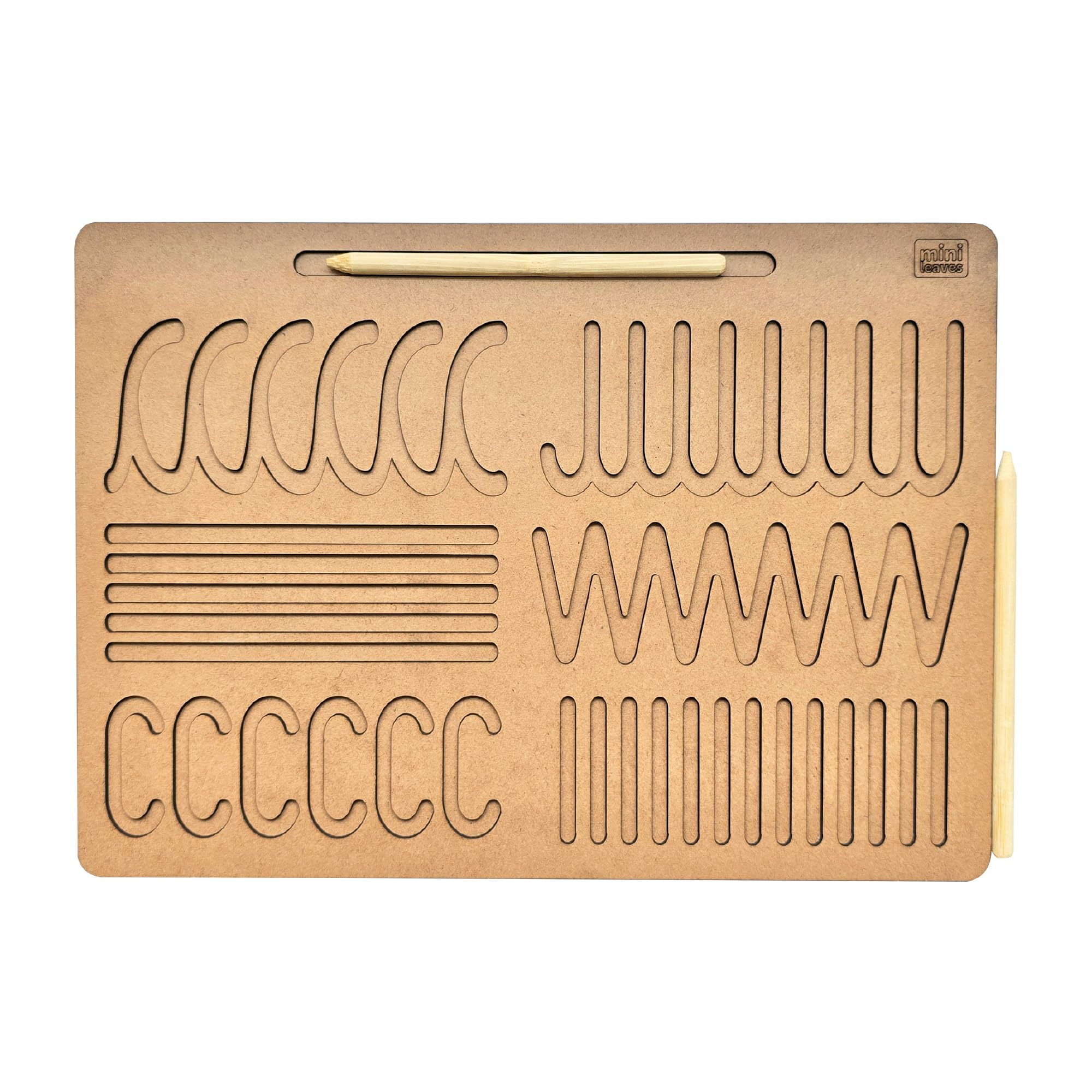 Mini Leaves Wooden Pattern Tracing Board - Beginner Tracing Board for Kids 2+ Years- Hand Writing Practise Board | Toddler Writing Tools for Beginners