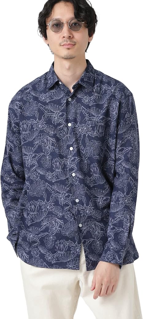 メンズにおすすめのnano・universeの花柄シャツ