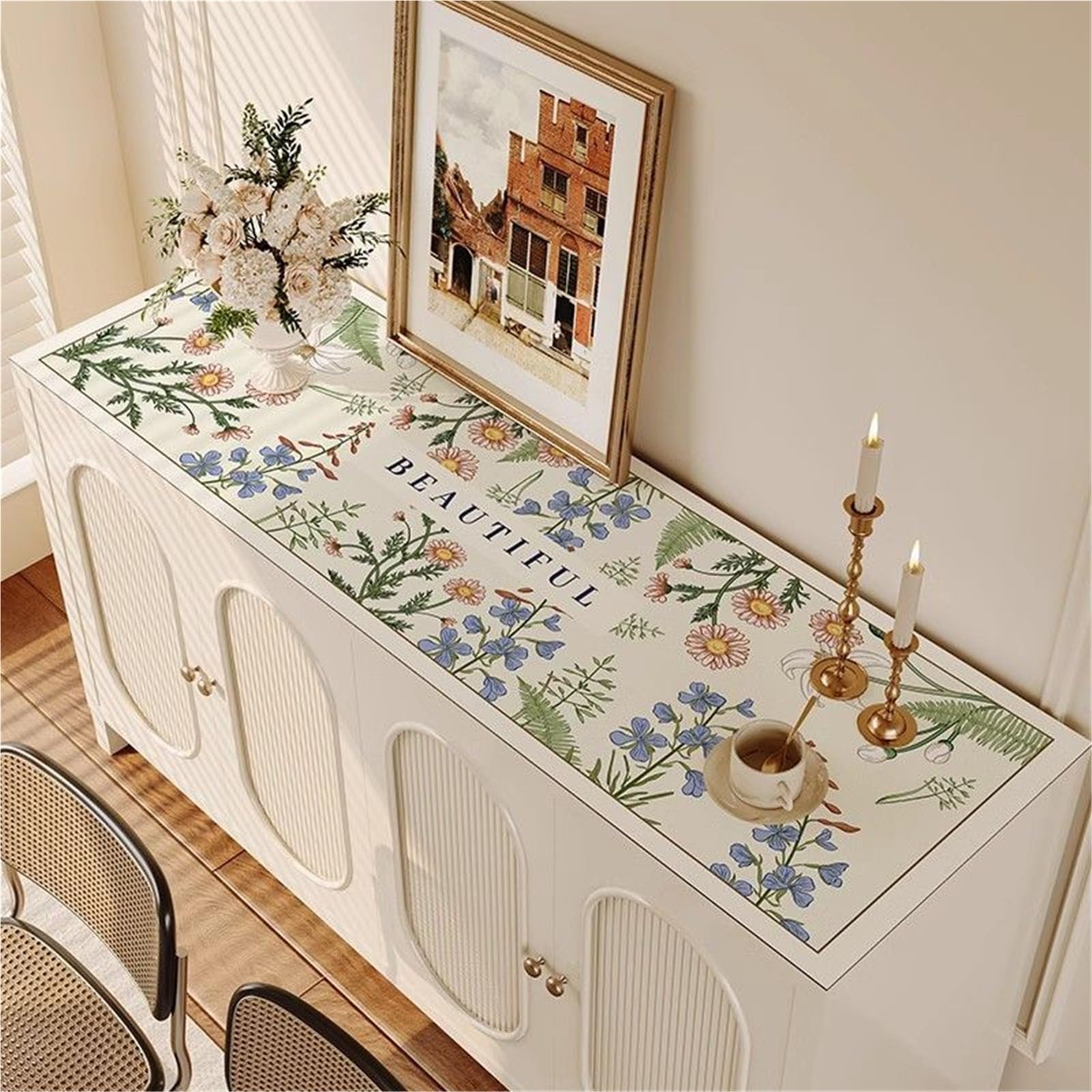 Table Runner American Fireplace Cabinet, Table Mat, Shoe , Entrance , Countertop, Long Tablecloth, Waterproof And Oil Tea , Desktop Protective(F,50*80cm)