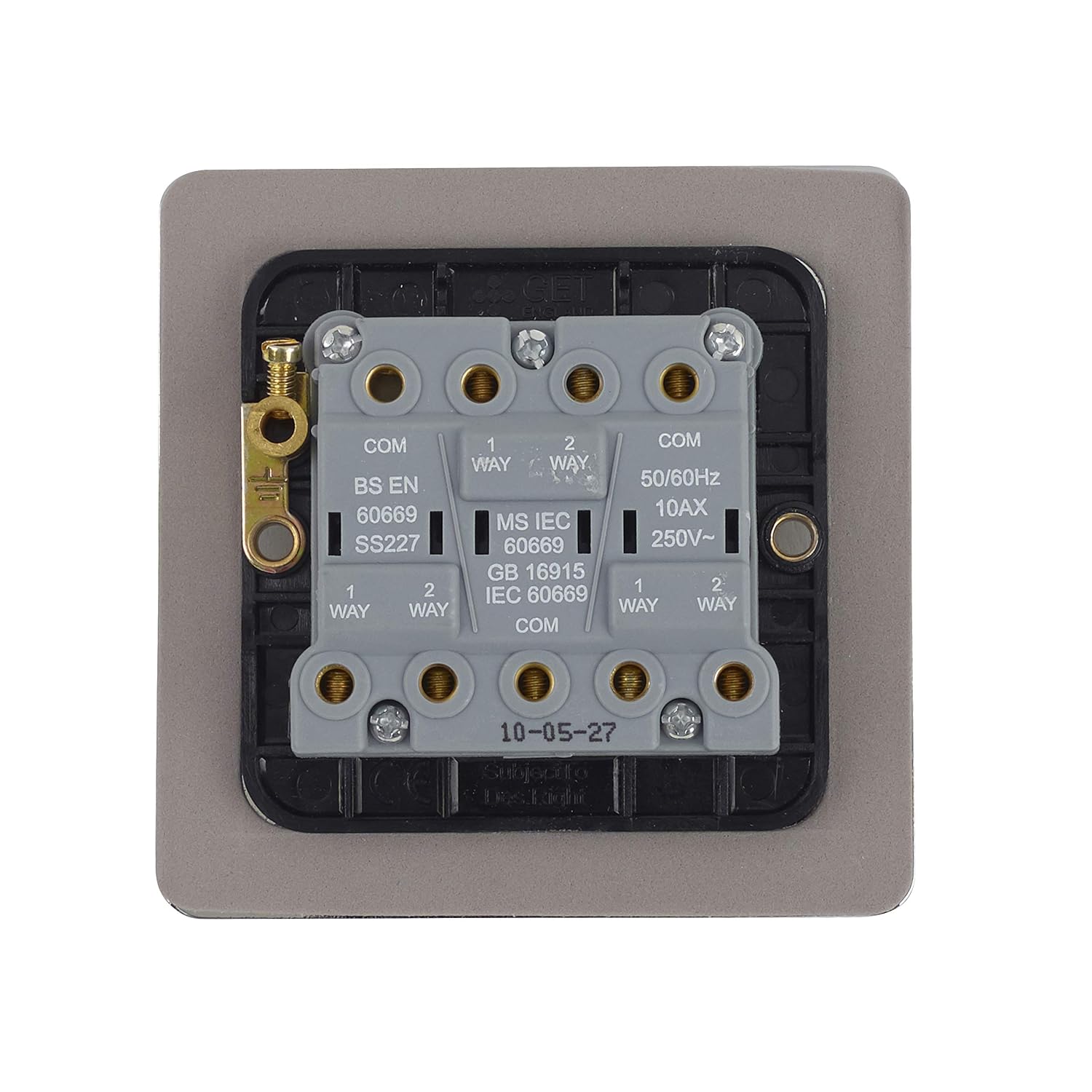 Schneider Electric Ultimate Flat Plate, 3 Gang Rocker 2 Way Light Switch, Single Pole, 16AX, GU1232BPC - Image 5