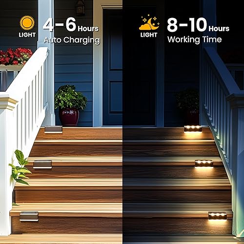 Miniatura 6 de SOLPEX Luces solares para vallas, luces solares para cubierta al aire libre, impermeables, alimentadas por energía solar para escalones, escaleras,