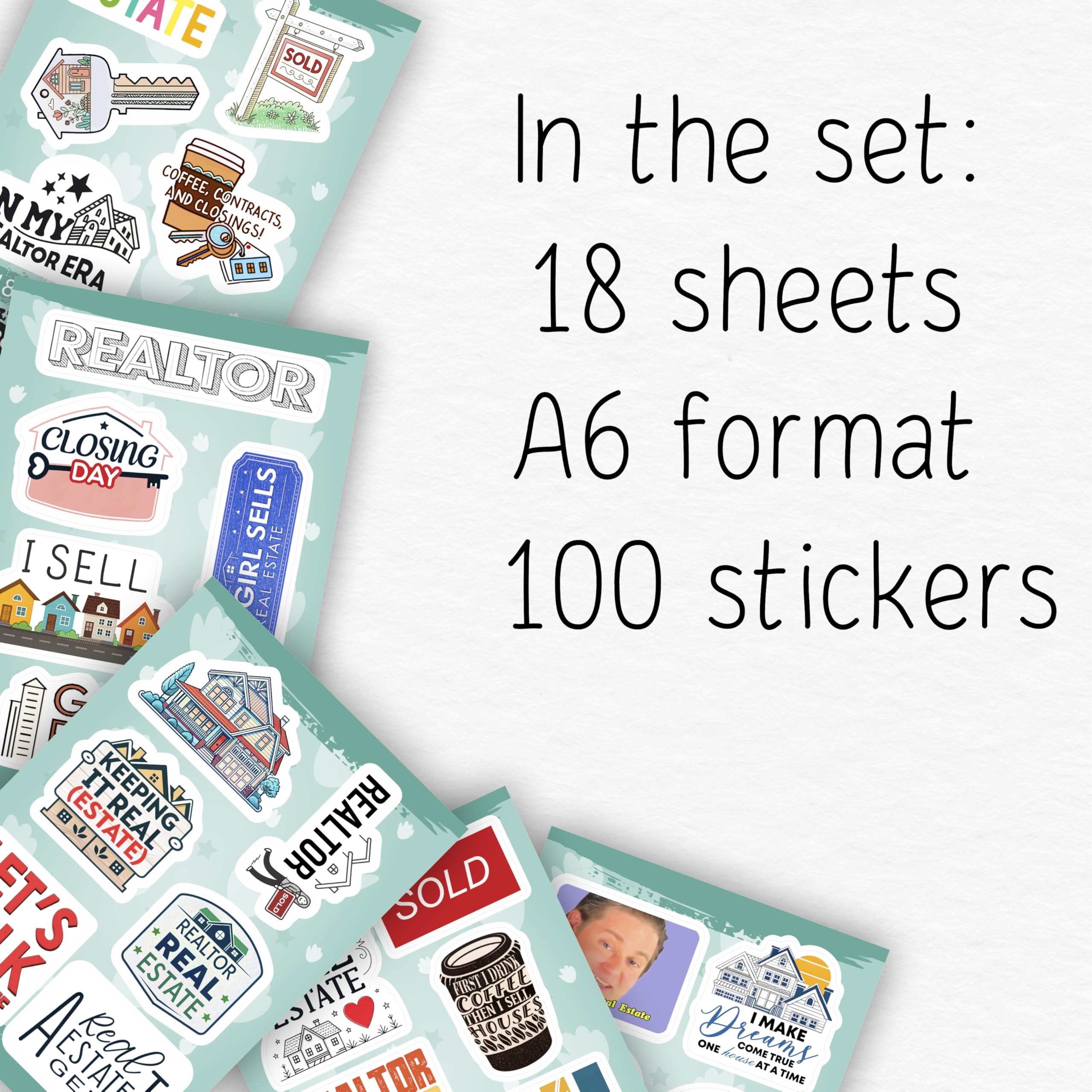100Pcs Realtor Stickers for Laptop & Water Bottles, Real Estate Stickers - Real Estate Agent Gifts - Realtor Party Supplies - Gift for Women & Men