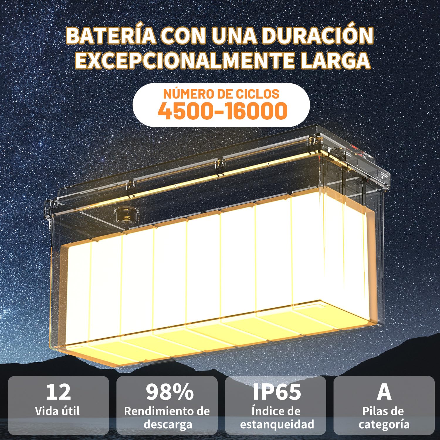Batería 24V Lifepo4, Bateria Litio 100Ah con 98% Eficiencia Celdas Grado A BMS 100A IP65 4500-16000 Ciclos Profundos para Aplicaciones Solares y Marinas
