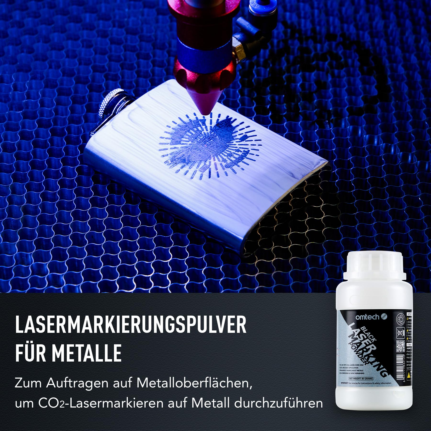 OMTech Proszek do znakowania metali, maszyny do grawerowania laserowego CO2, proszek do znakowania laserowego, oznaczania metalu, laser CO2