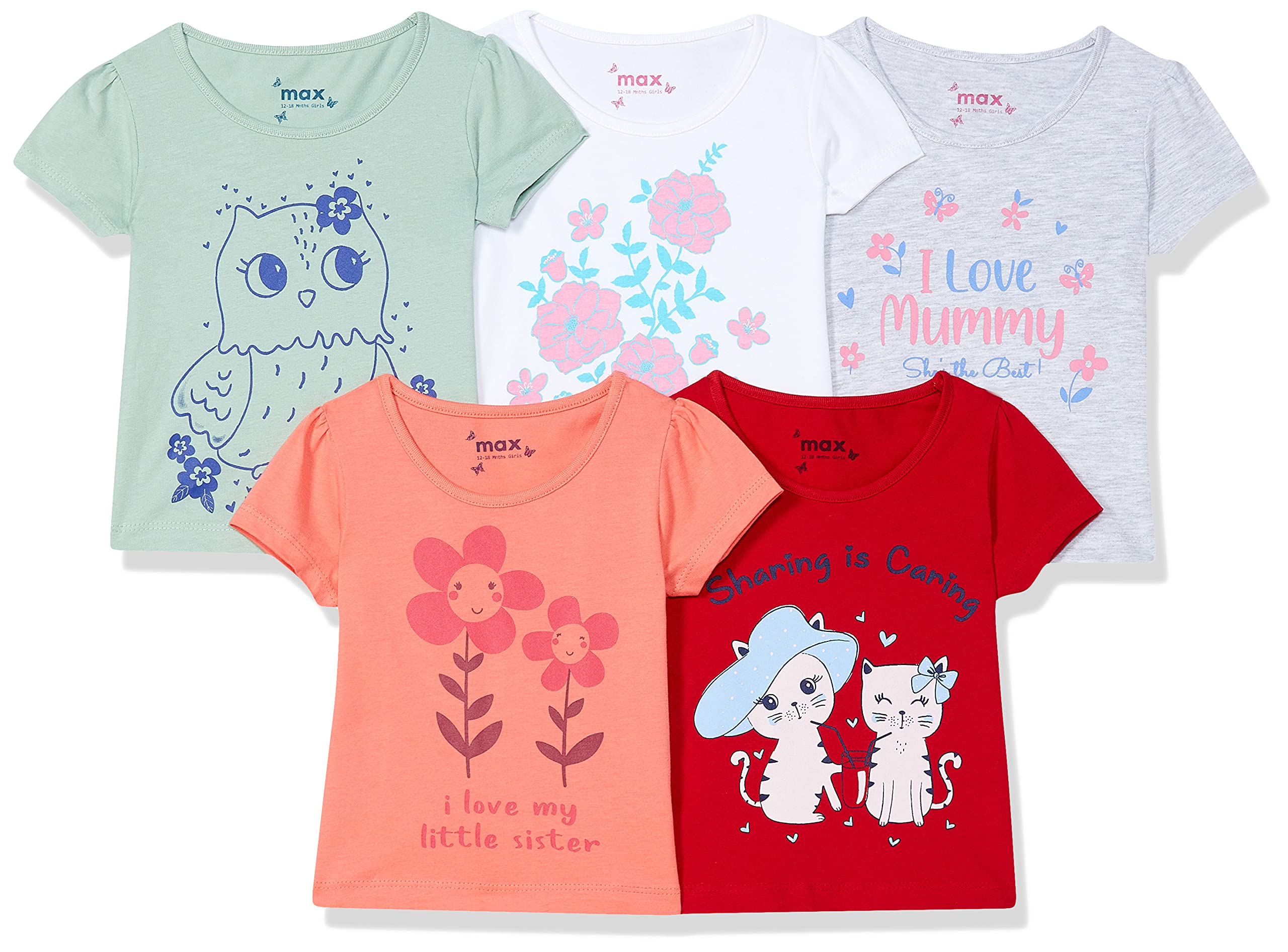 MaxBaby-Girl's Regular Fit Tshirt