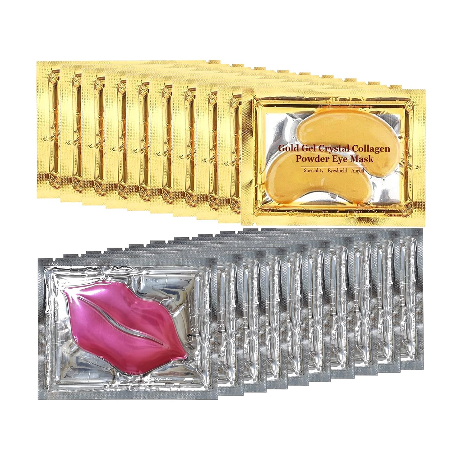 20 Pairs Gold Under Eye Patches and 20 PCS Collagen Lip Mask, Crystal Collagen Lip and Eye Mask Pad for Puffy Eyes, Fine Lines Collagen Gel Mask Set (Gold and Pink) 20 Pairs Gold Under Eye Patches and 20 PCS Collagen Lip Mask, Crystal Collagen Lip and Eye Mask Pad for Puffy Eyes, Fine Lines Collagen Gel Mask Set (Gold and Pink)
