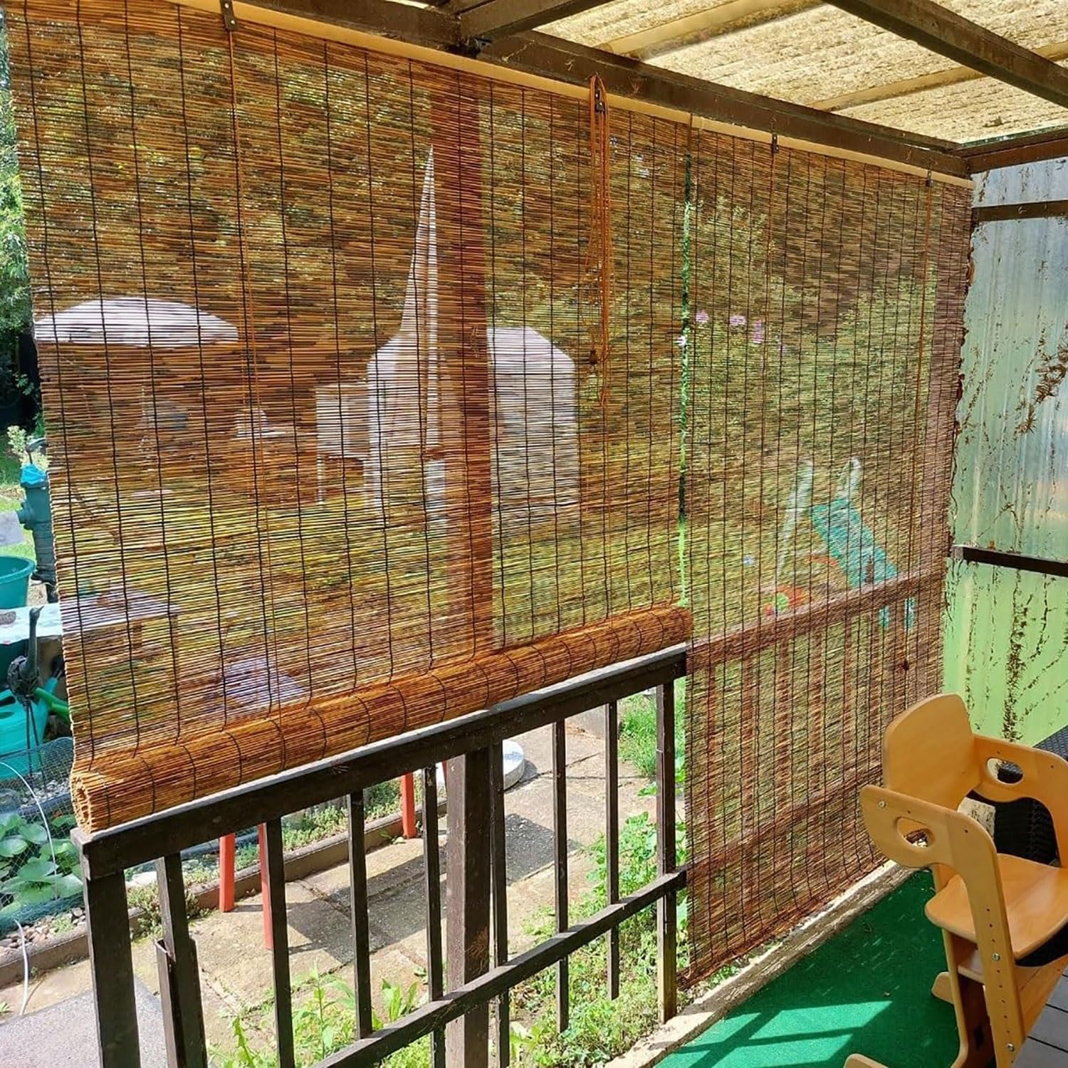 Tende di canne for Interni Facili da installare Tende di bambù arrotolabili Divisori for la Privacy Dimensioni Personalizzate Adatte for Interni/Esterni/Patio(59x71in/150x180cm)