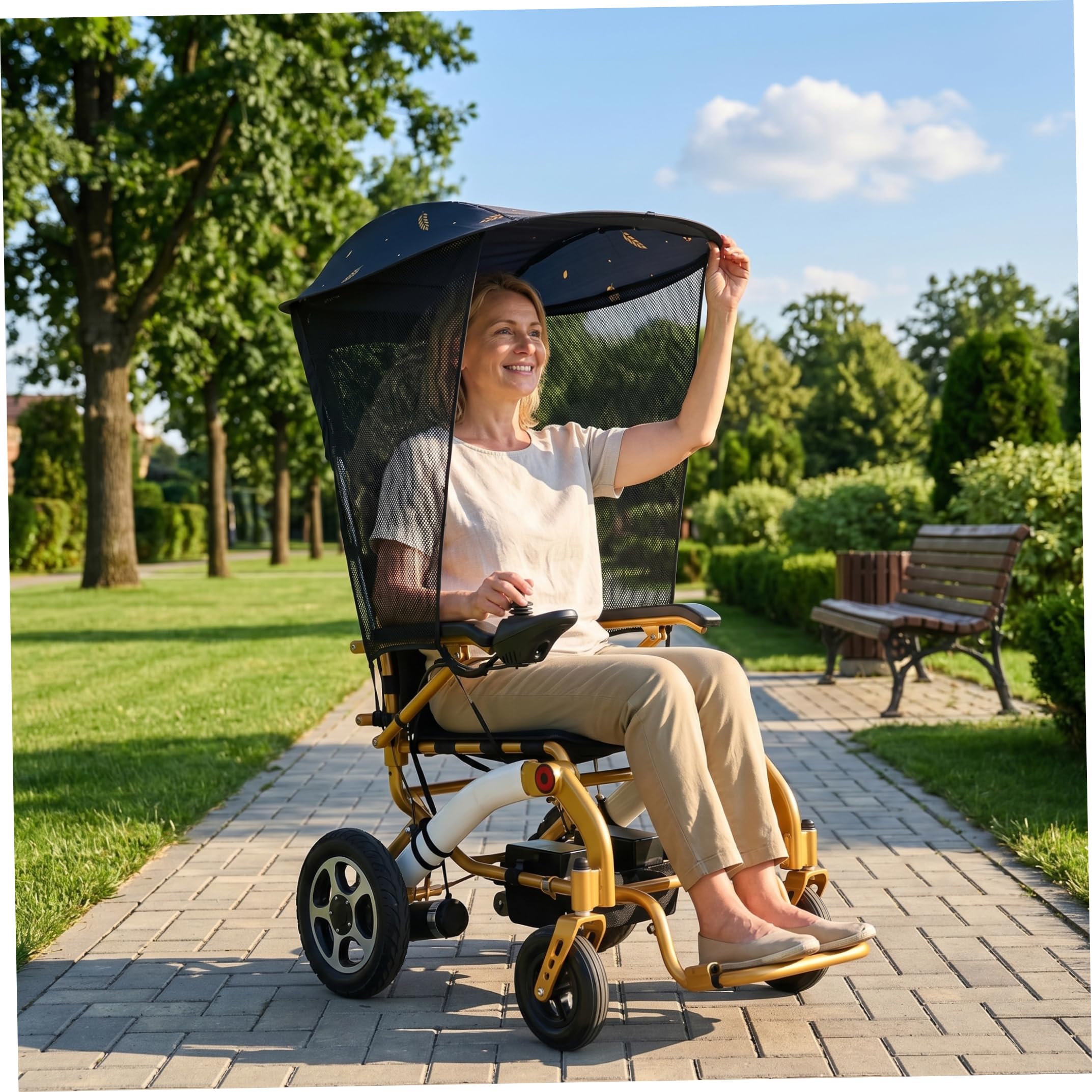 Paraguas para silla de ruedas, sombrilla portátil ajustable, toldo para silla de ruedas al aire libre para sillas de con asas de empuje, negro