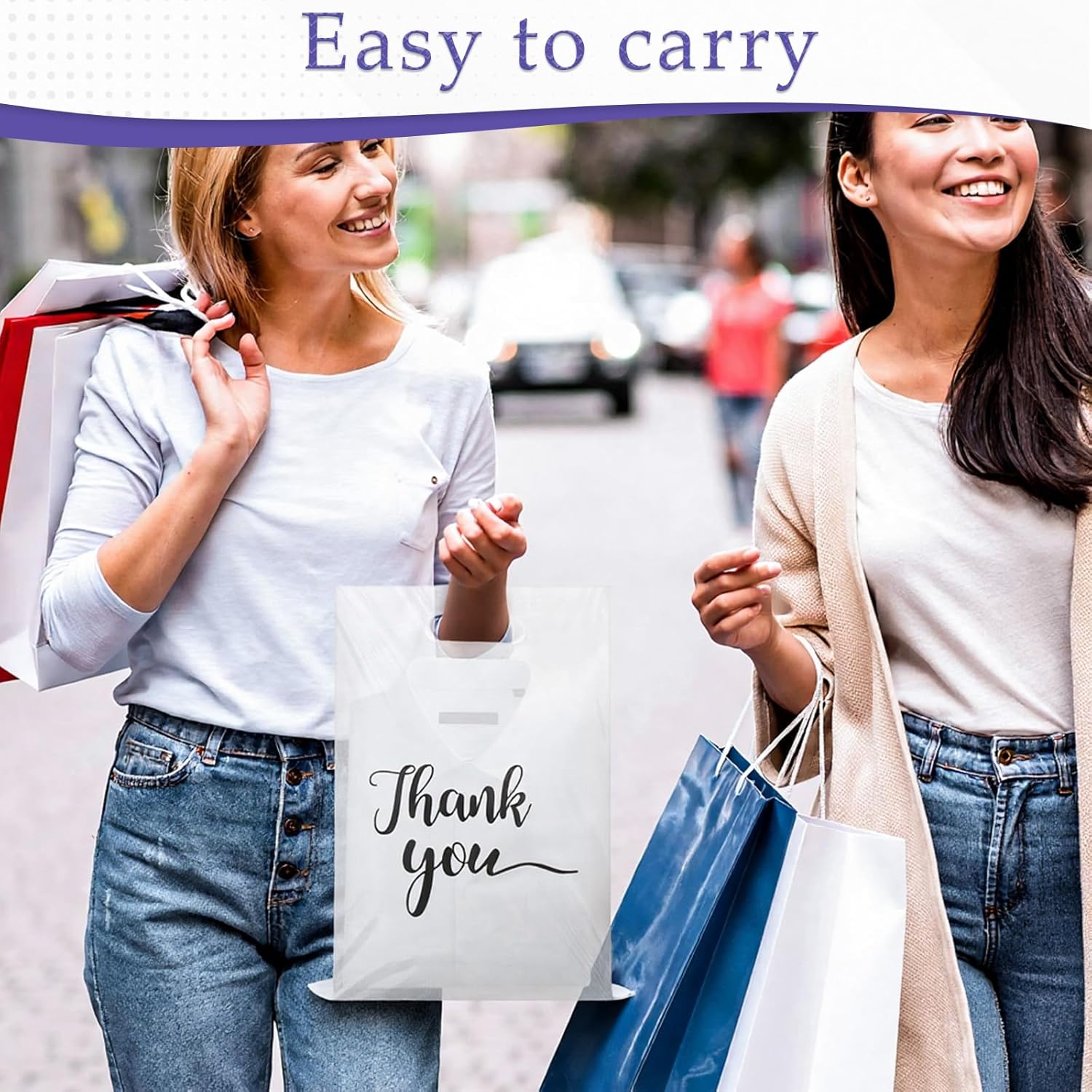 300 Pcs Thank You Bags for Business Small, 3 Size Small Thank You Bags with Handles, Reusable Goodie Bag Bulk for Store Party Favor Purchase - Image 6