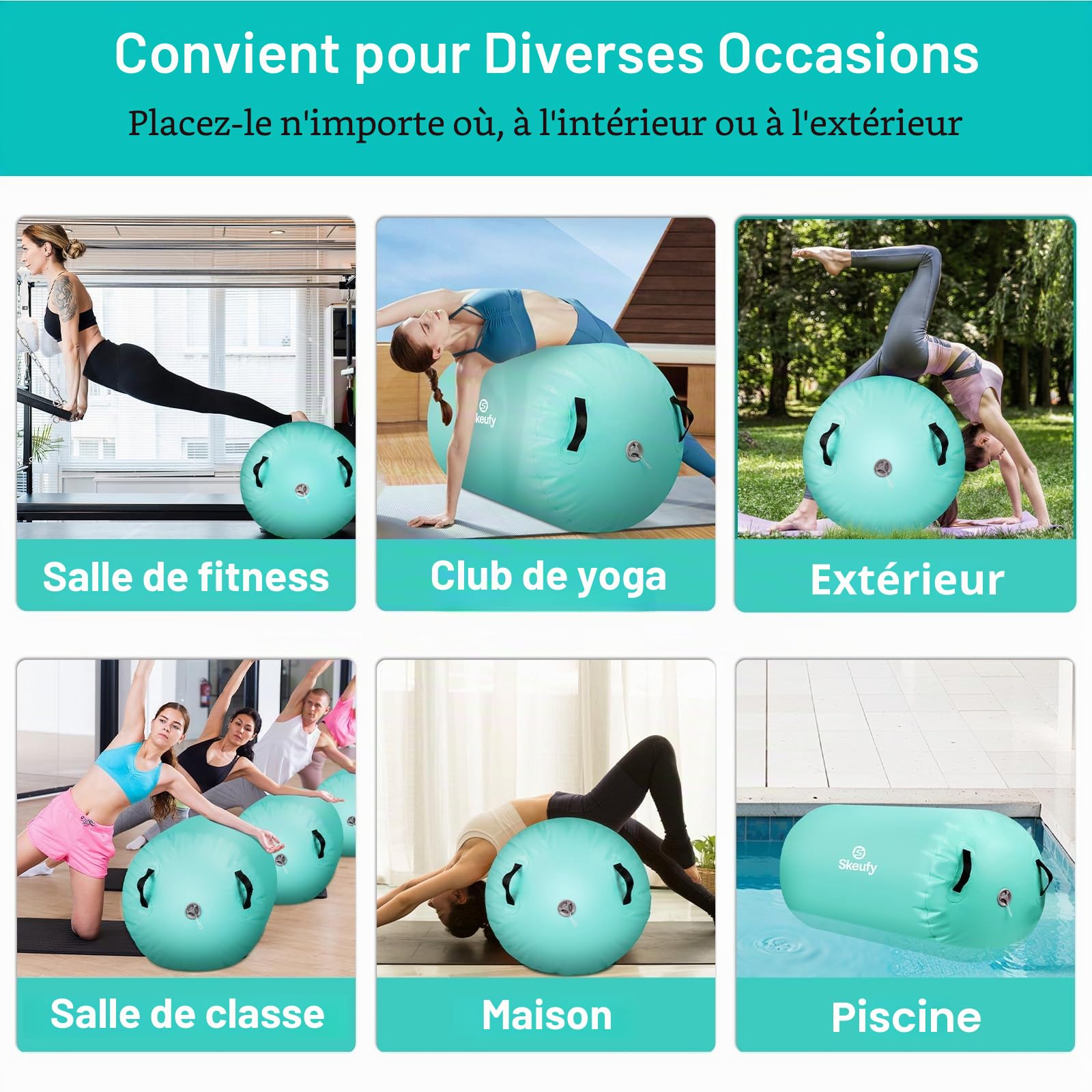 Skeufy Air Mat Track, Tapis De Gymnastique Gonflable Pour Yoga Avec Pompe À Air Électrique, Tapis De Gymnastique Airroll Air Roll, Tapis De Sport Pour La Maison Et L'extérieur
