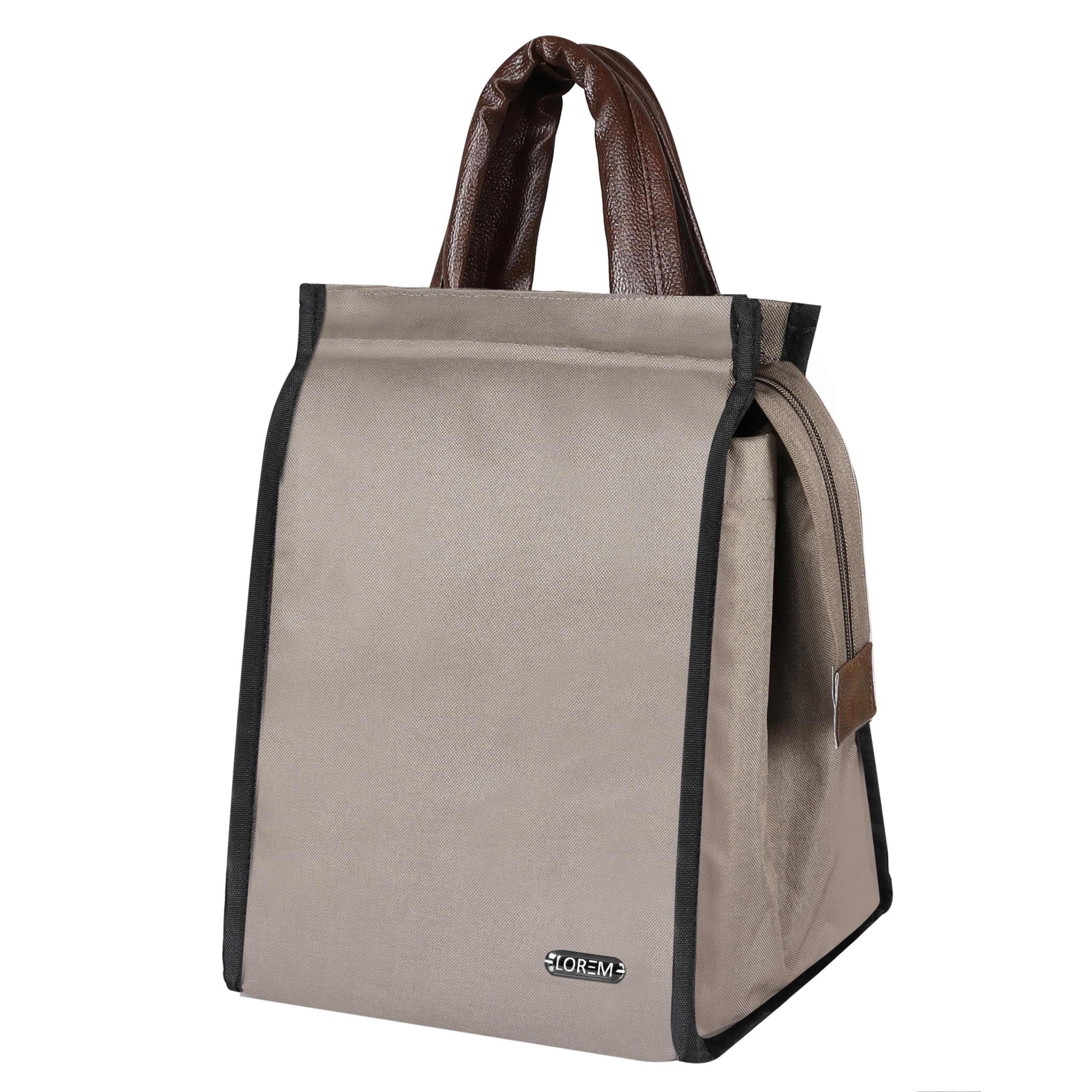 LOREM Linen Textured Insulated Tiffin Bag/Lunch Bag for Men & Women Office, College & School Waterproof Lunch Bag