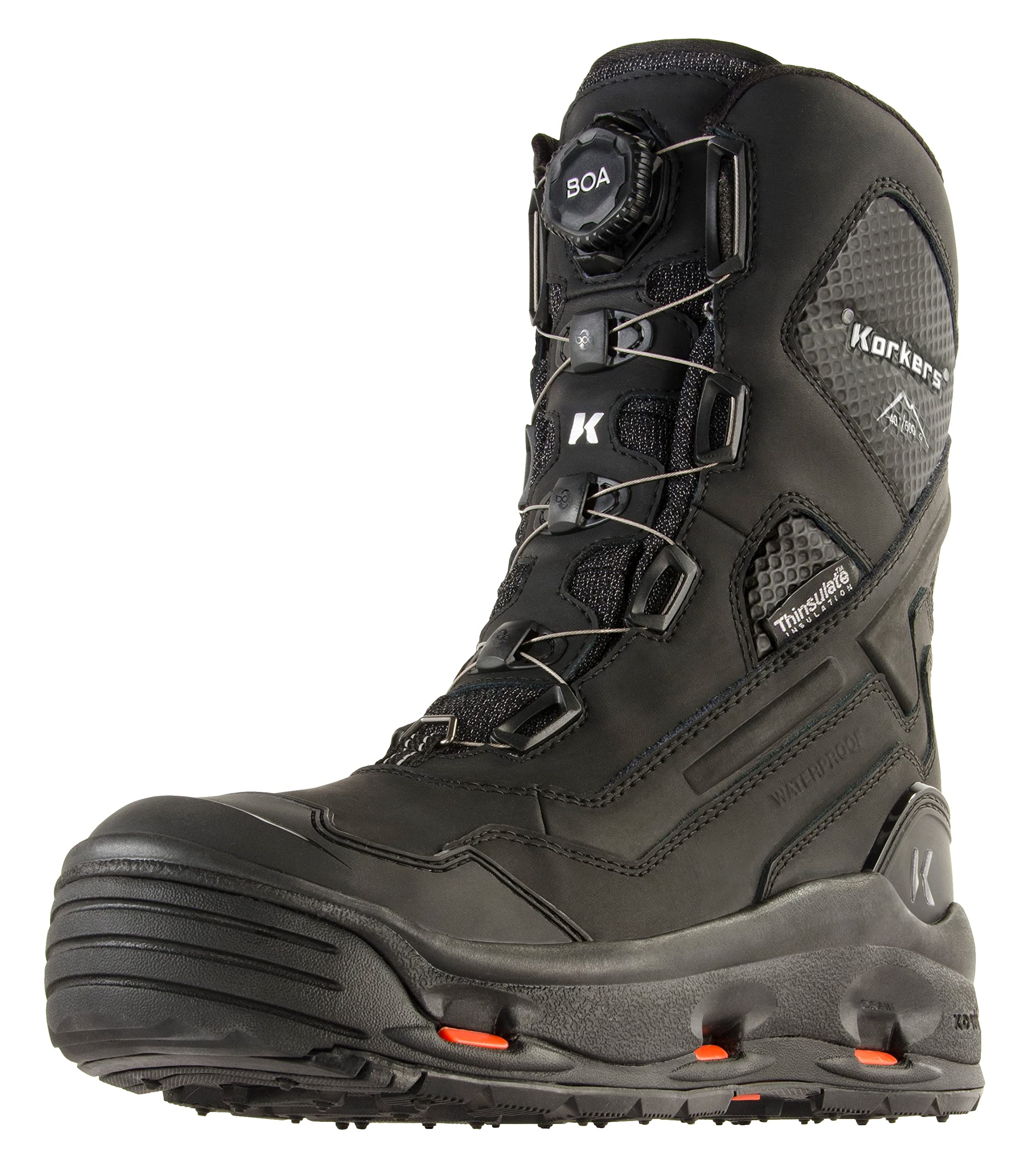 KorkersMen's Polar Vortex 600 Winter Boots - Insulated and Waterproof - Includes Interchangeable SnowTrac Lug Sole and IceTrac Studded Sole with Carbide Studs