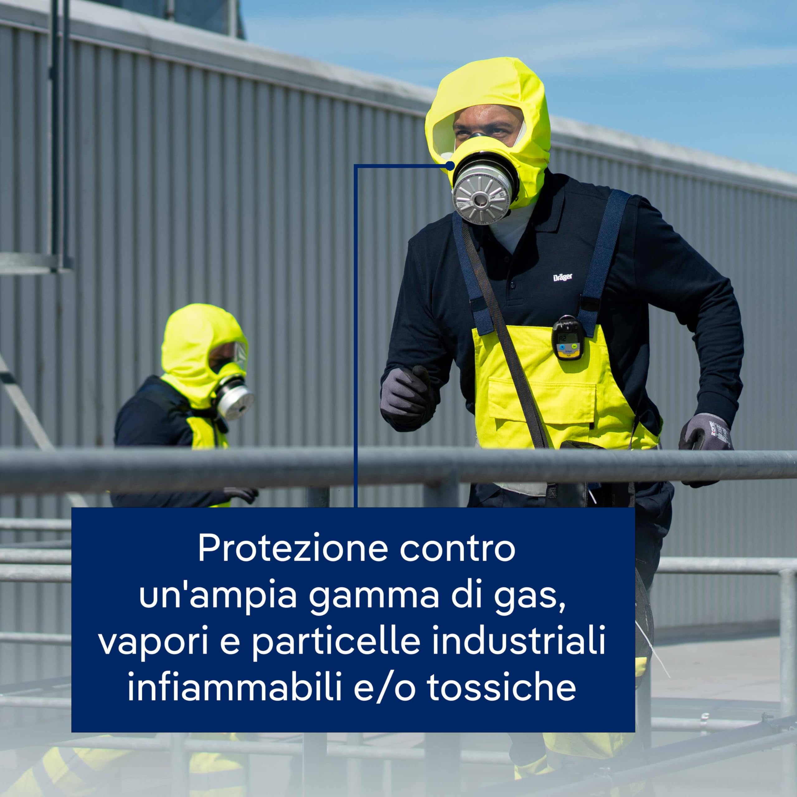 Dräger PARAT 7520 Cappuccio di emergenza con filtro combinato ABEK CO P3| Adatto per aree industriali e fuga in caso di incendio |Confezionato in un contenitore di tessuto