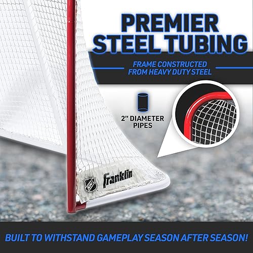 Miniatura 4 de Franklin Sports Portería de hockey callejero  Red de hockey de acero con regulación oficial  Juego de porterías de hockey callejero  72 x 48 pulgadas