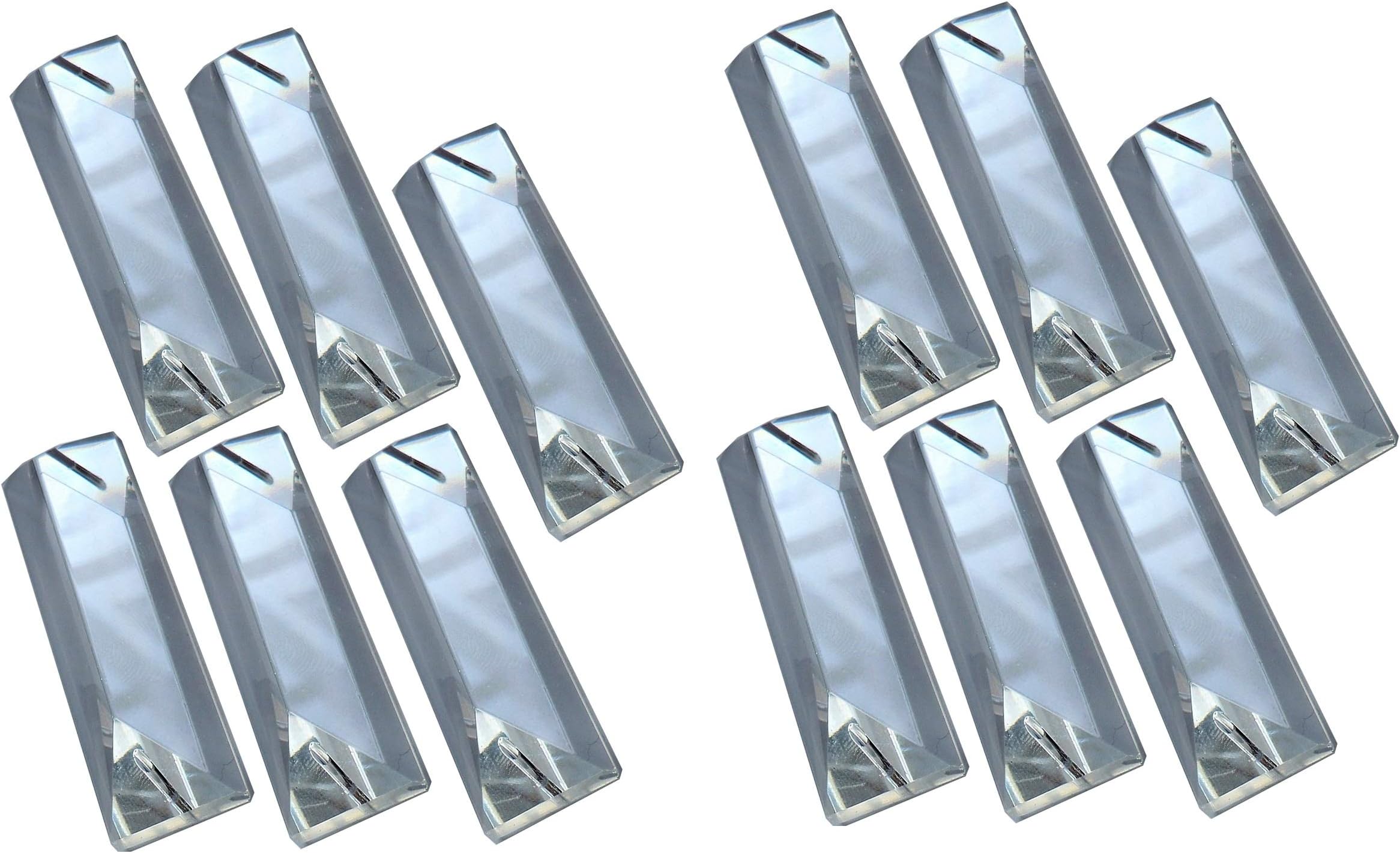 โ 12 Pieces of Clear Chandelier Drops Transparent Droplets Cut Glass Crystals Beads Christmas Tree Vintage Wedding Decorations Prisms Antique Look Light Lamp Spare Parts Crafts (62mm x 20mm Coffin Drop)