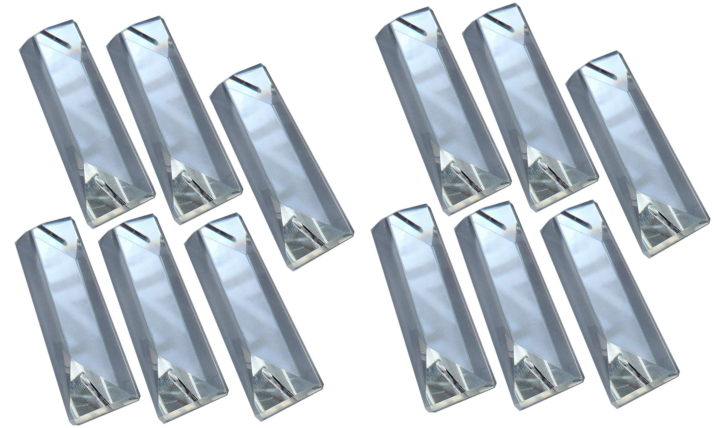 – 12 Pieces of Clear Chandelier Drops Transparent Droplets Cut Glass Crystals Beads Christmas Tree Vintage Wedding Decorations Prisms Antique Look Light Lamp Spare Parts Crafts (62mm x 20mm Coffin Drop)