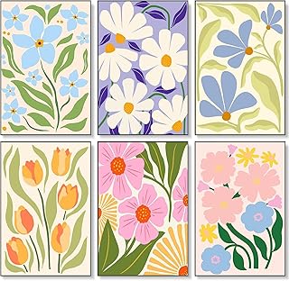 6 Pack Paint by Numbers Kit for Adults Beginner, Easy Flowers Adult Paint by Number Kits on Canvas Without Frame, Flower Oil Painting by Numbers for Home Decor Gift 8” W x 12”L
