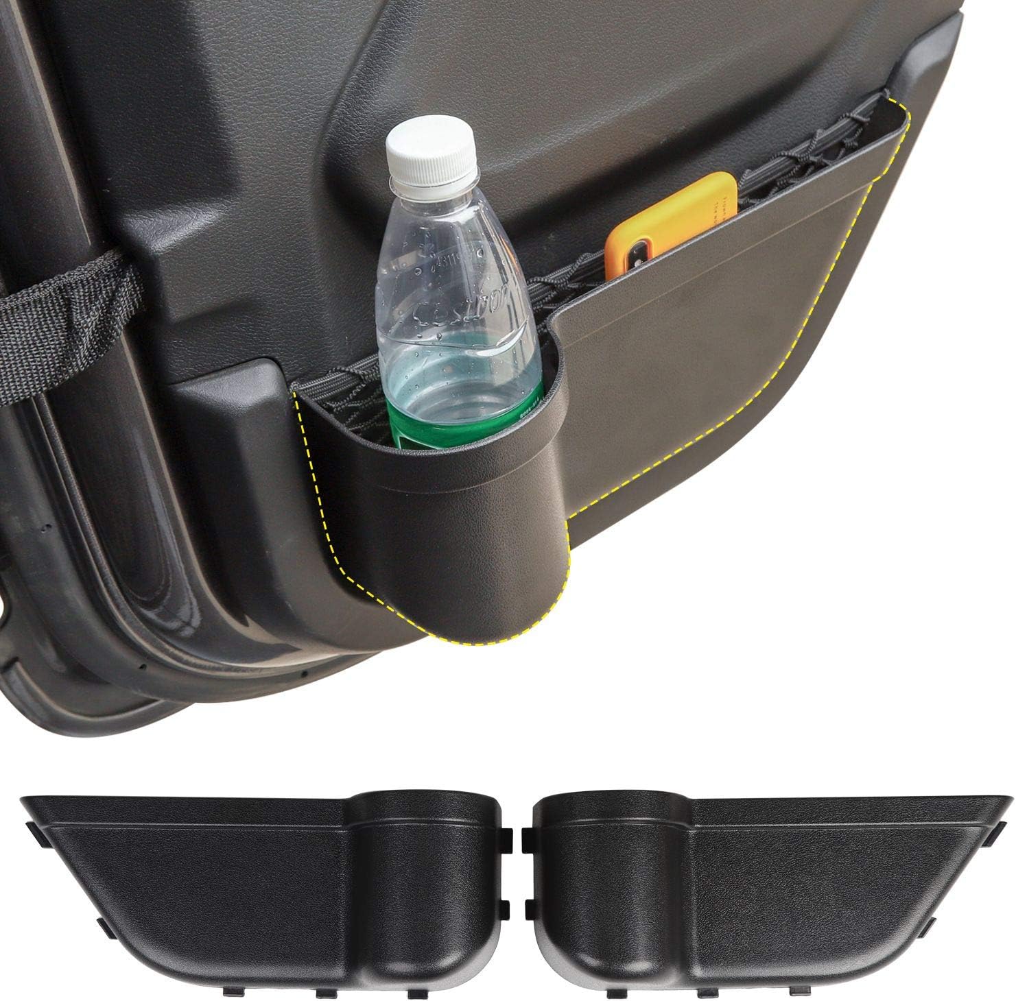 JeCar Rear Door Pocket Storage Organizer Box Compatible with Jeep Wrangler 2018-2023 JL 4-Door, Door Net Replacement, Black