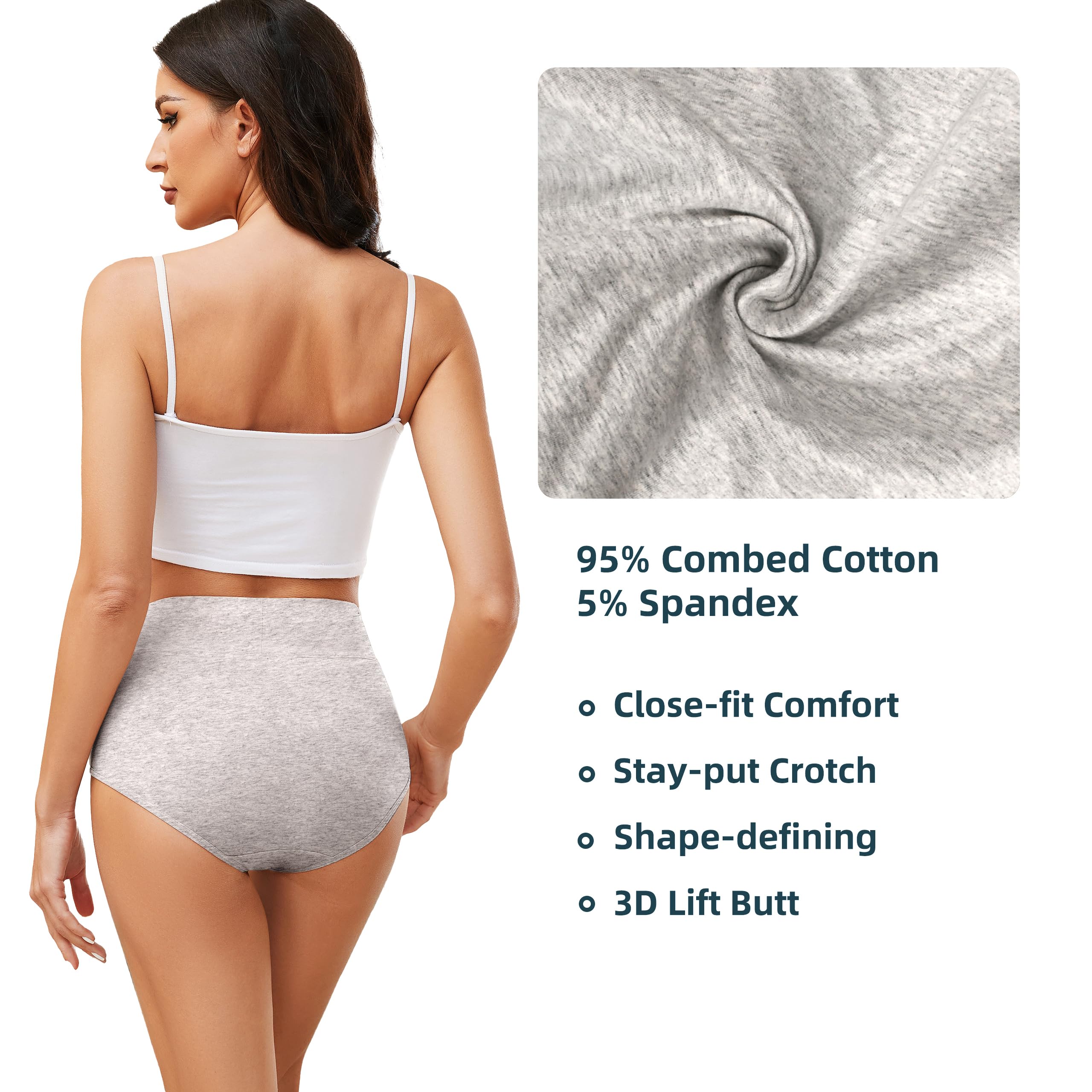 VOENXE Slip Donna Cotone Vita Alta,Mutande Culotte Comode Elastiche,Intimo Mutandine Post Parto,Donna Mutanda Controllo della Pancia,Traspirante Biancheria Women Underwear Pantaloncini,Pacco da 4