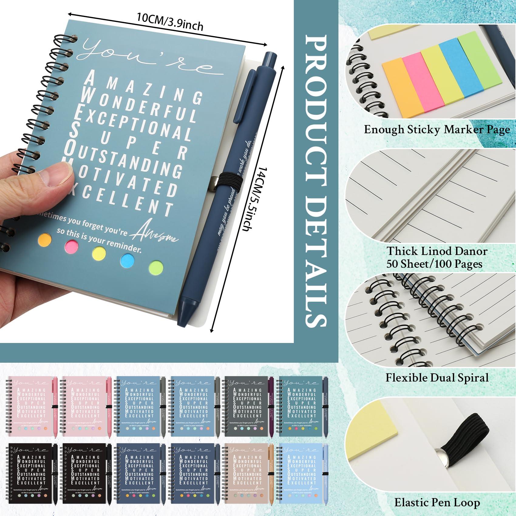 Povxlum Employee Appreciation Gifts Bulk Teacher Appreciation Notebook Inspirational Spiral with Ballpoint Pens for Colleague Employee (24 set) - Image 4