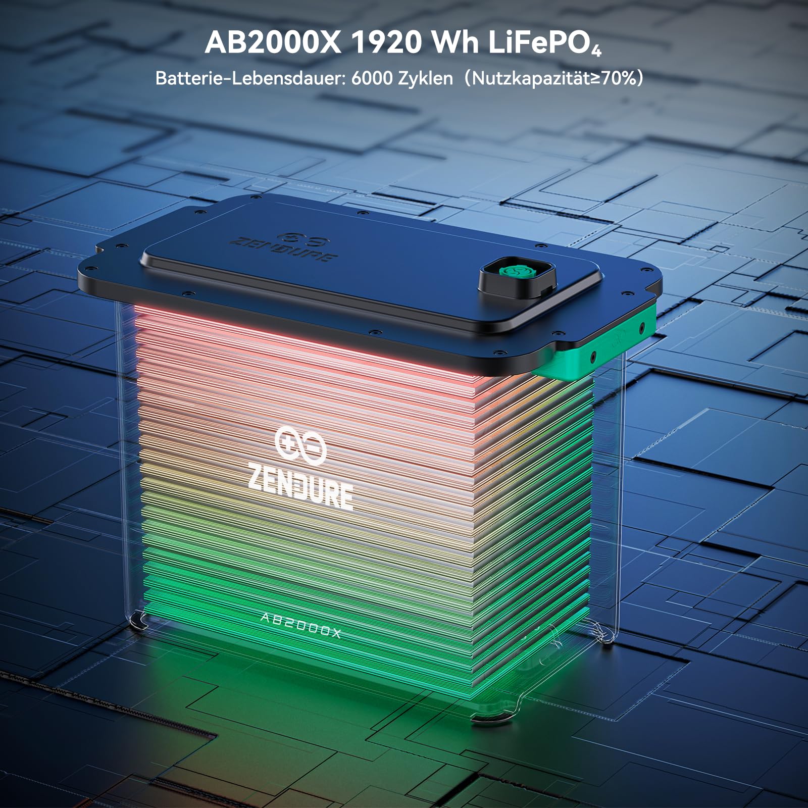Zendure SolarFlow AB2000X, Speicher für Balkonkraftwerk, 1920Wh LiFePO₄, 1920-11.520 Wh Erweiterbare, Selbsterhitzende Funktion, Aerosol-Feuerlöschsystem, 48V-Systemen, Unabhängiges BMS, IP65