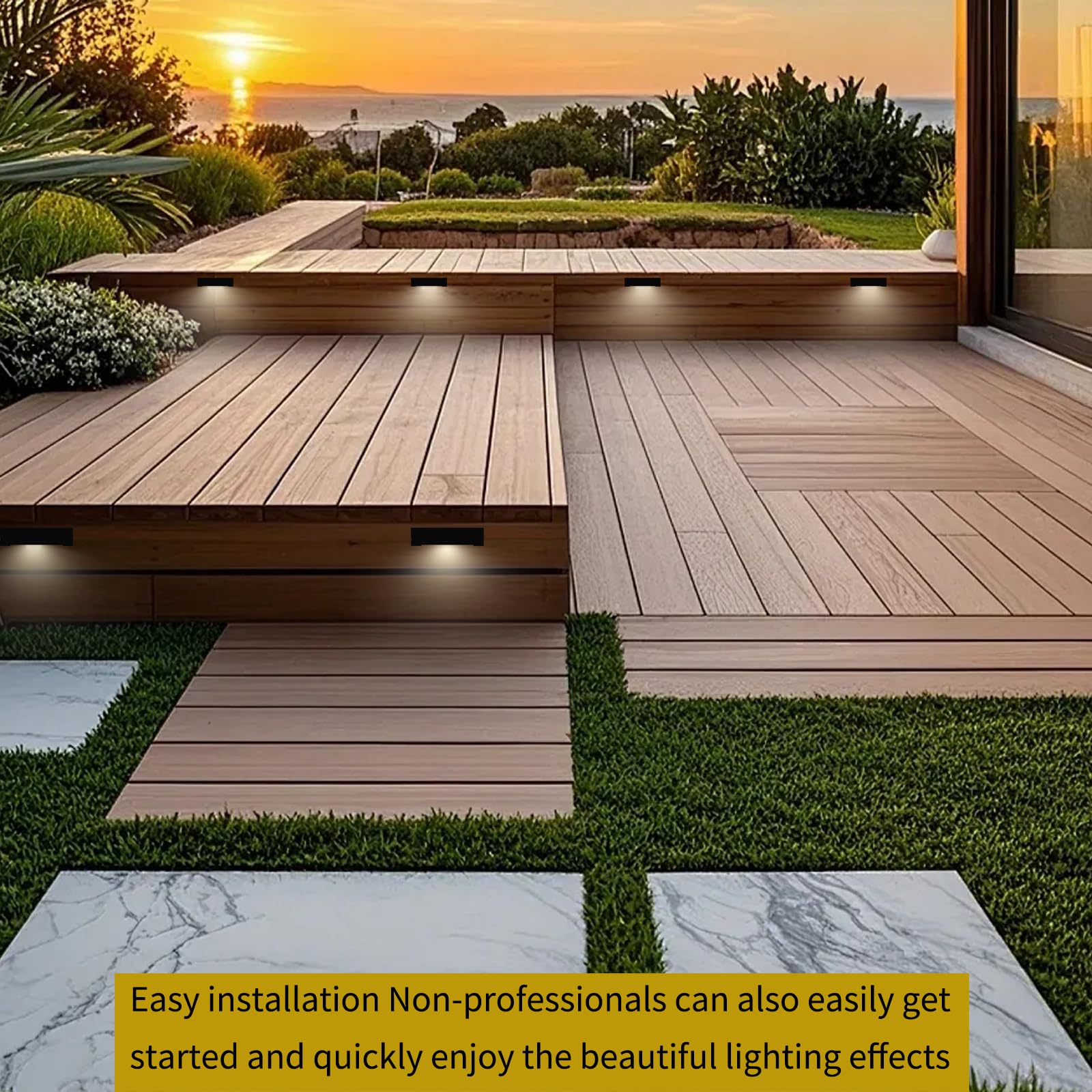 YUTCY 6 Pack Low Voltage AC/DC 12V LED Landscape Deck Light,Outdoor Retaining Wall Lights, IP65 Waterproof Step Lights,for Stair Lighting and Yard Patio Pathway Walkway (2700K)
