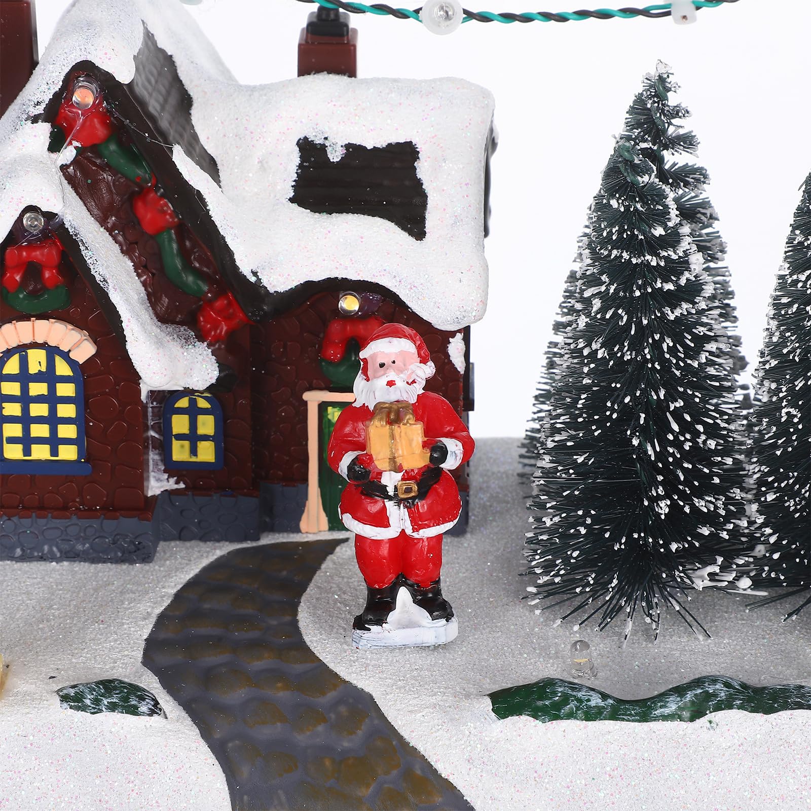 Decorazione Natalizia in Resina con Luce LED e Funzione Musicale, Centrotavola Versatile per Casa e Ufficio, Design Elegante per Feste di Natale