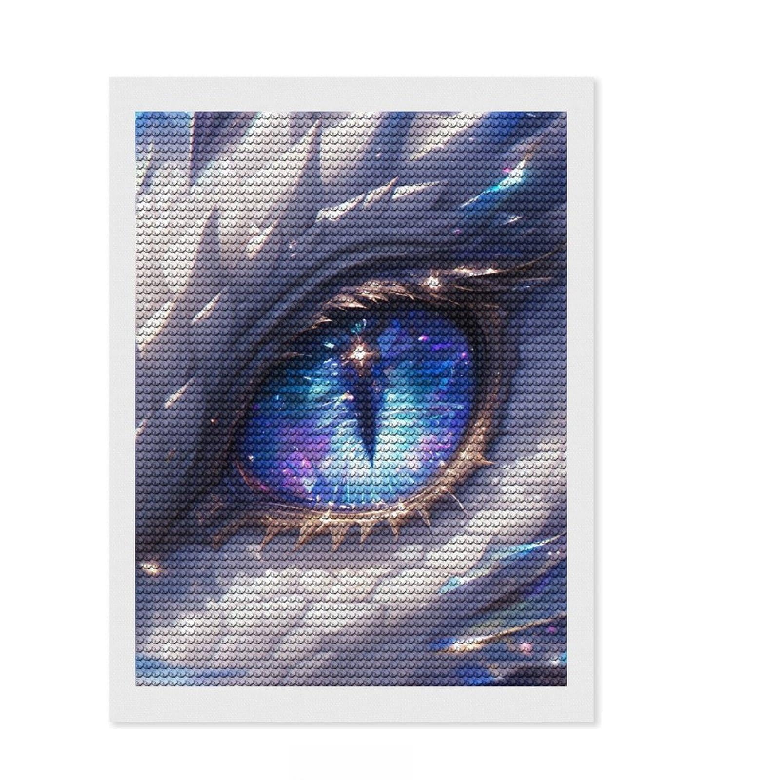 Junmoney White Dragon Eye Universe Round Drill Diamond Painting 12"x16", Christmas Gift, Boho Decor, Aesthetic Room Decor, Relaxing Handmade Project